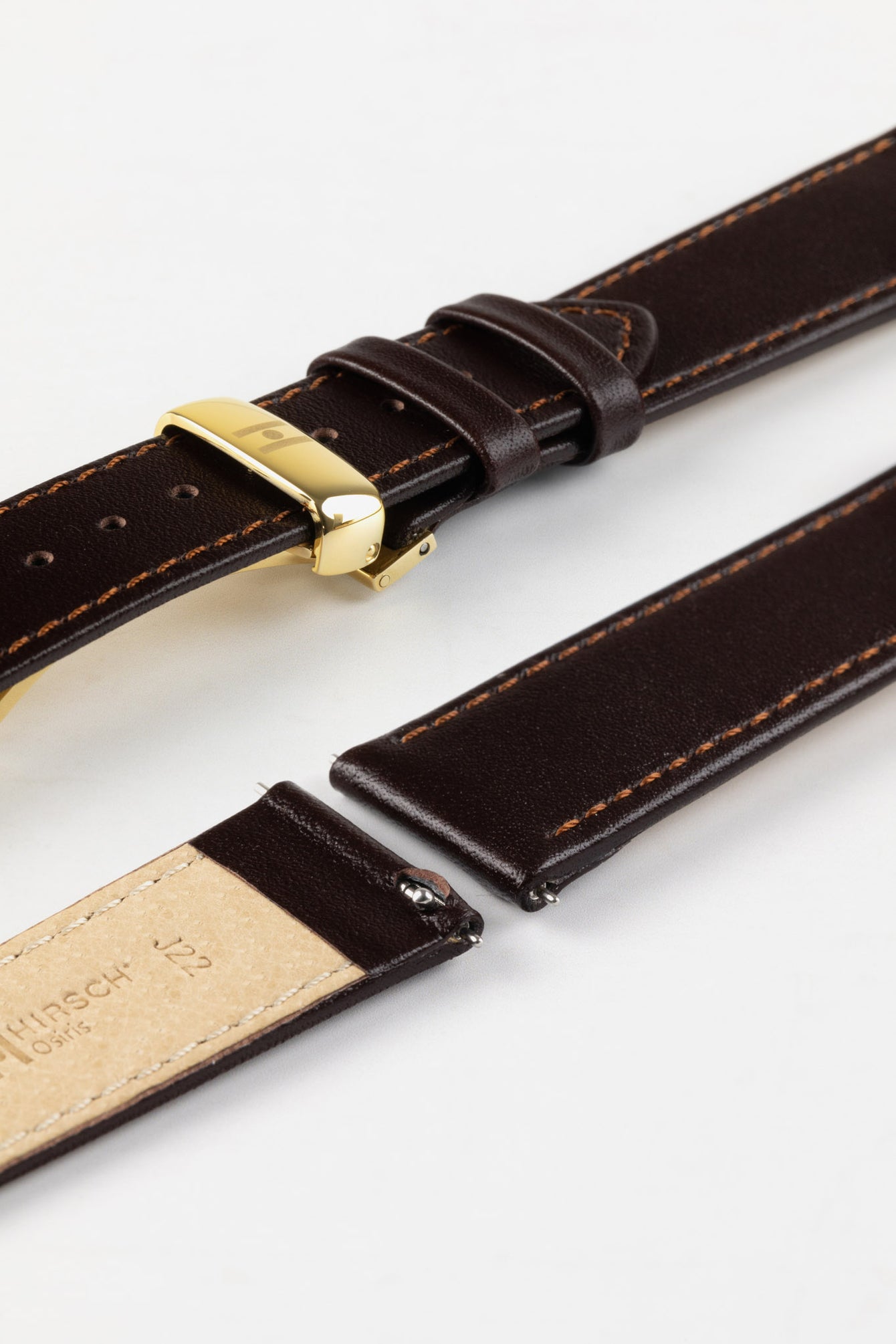 Hirsch OSIRIS Calf Leather Watch Strap in BROWN