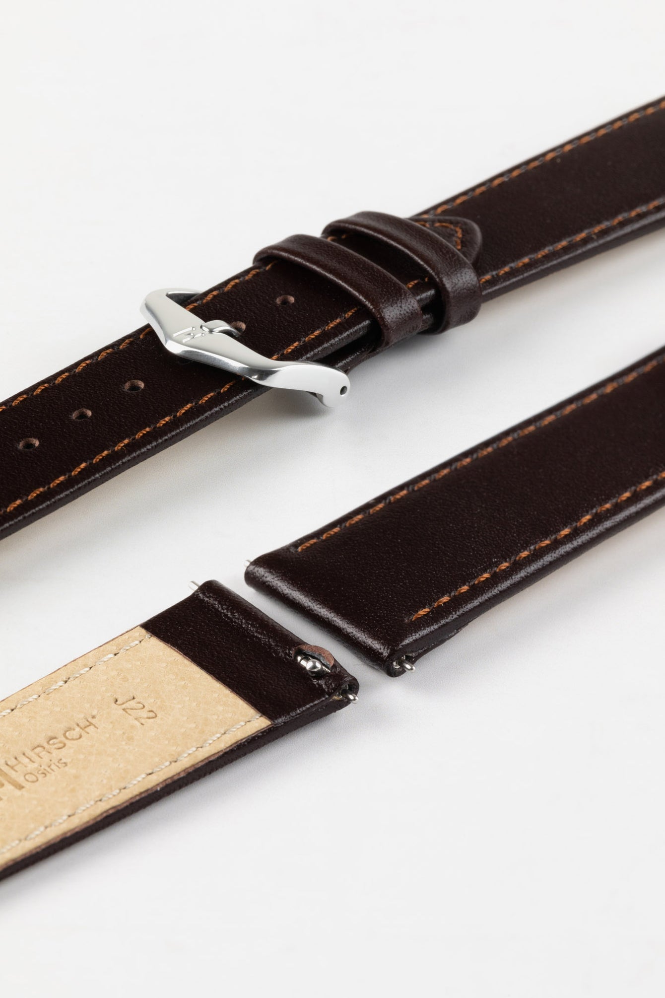 Hirsch OSIRIS Calf Leather Watch Strap in BROWN