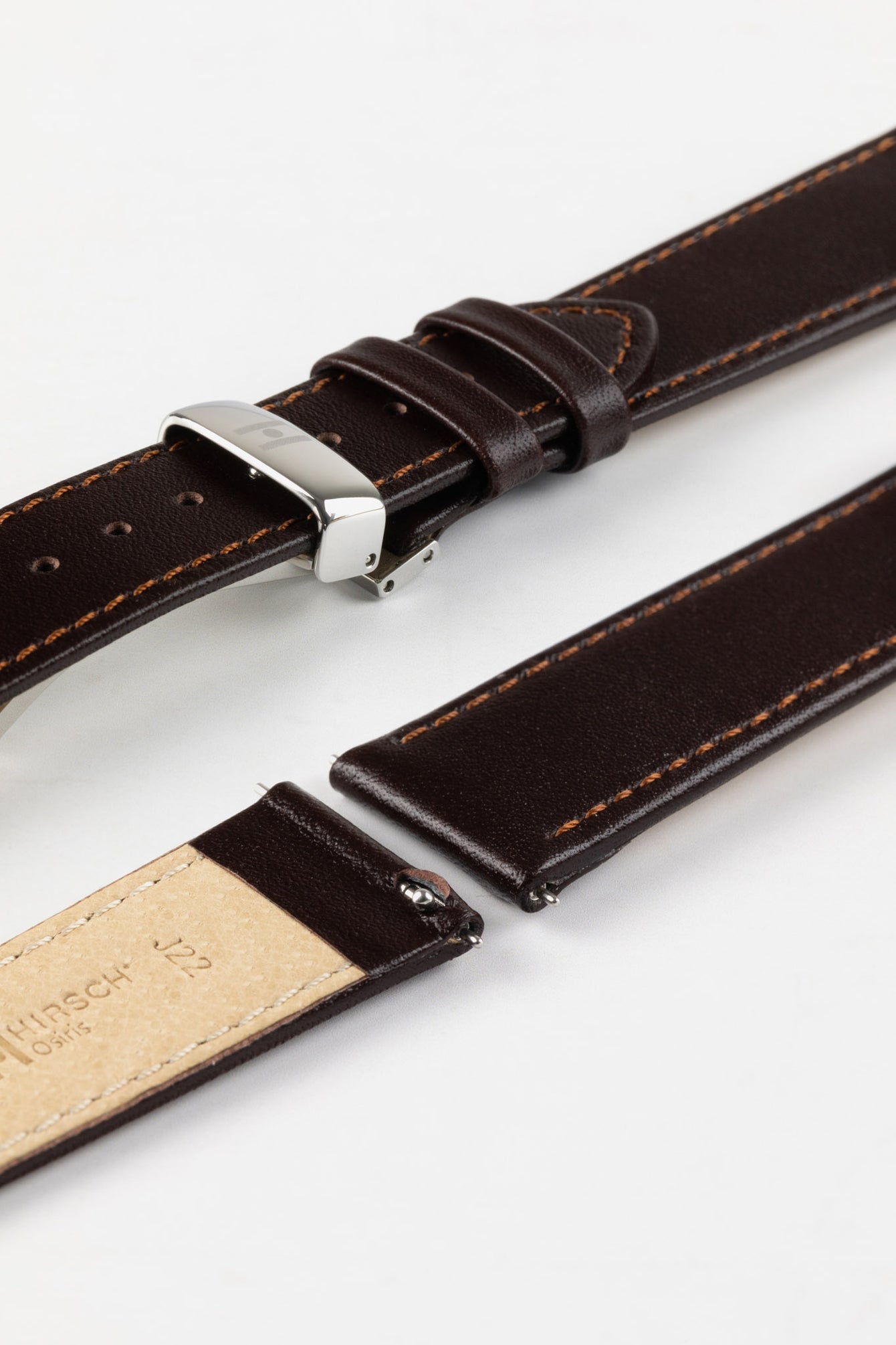 Hirsch OSIRIS Calf Leather Watch Strap in BROWN