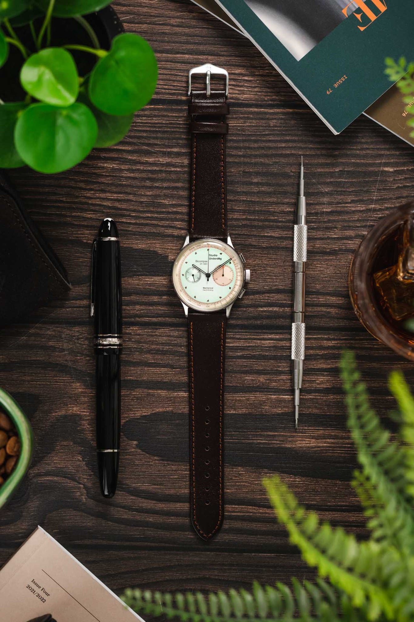 Hirsch OSIRIS Calf Leather Watch Strap in BROWN