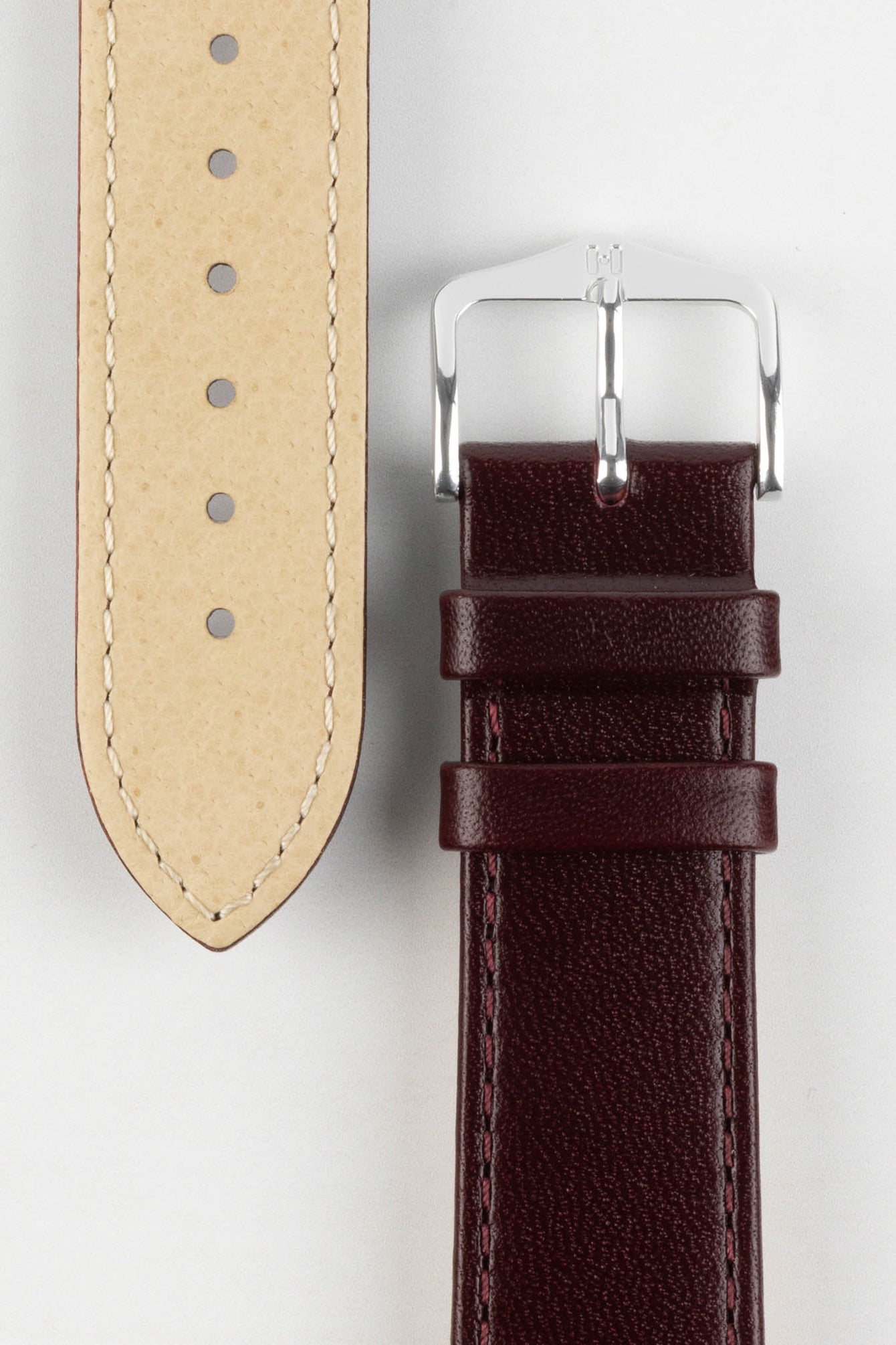 Hirsch OSIRIS Calf Leather Watch Strap in BURGUNDY