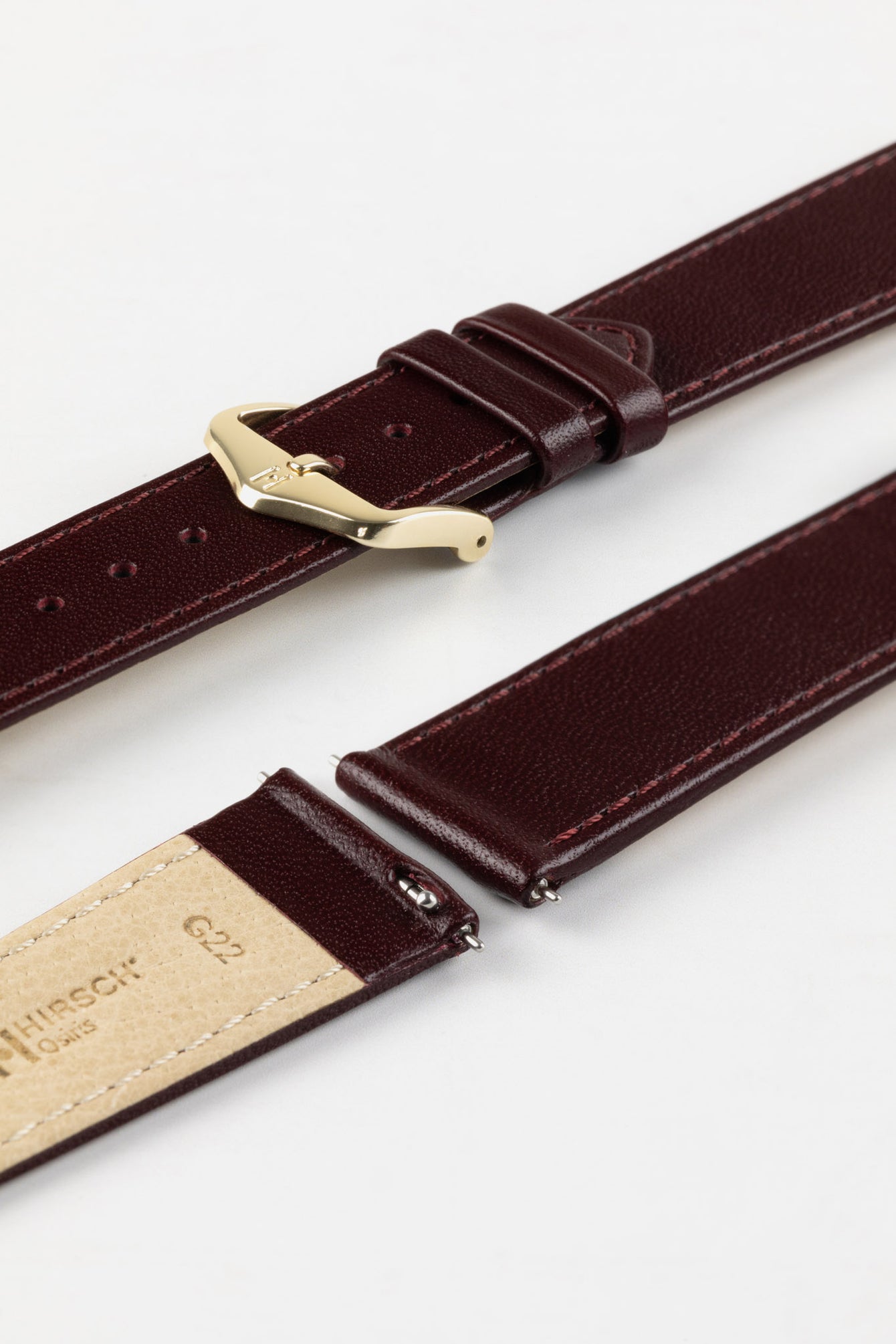 Hirsch OSIRIS Calf Leather Watch Strap in BURGUNDY