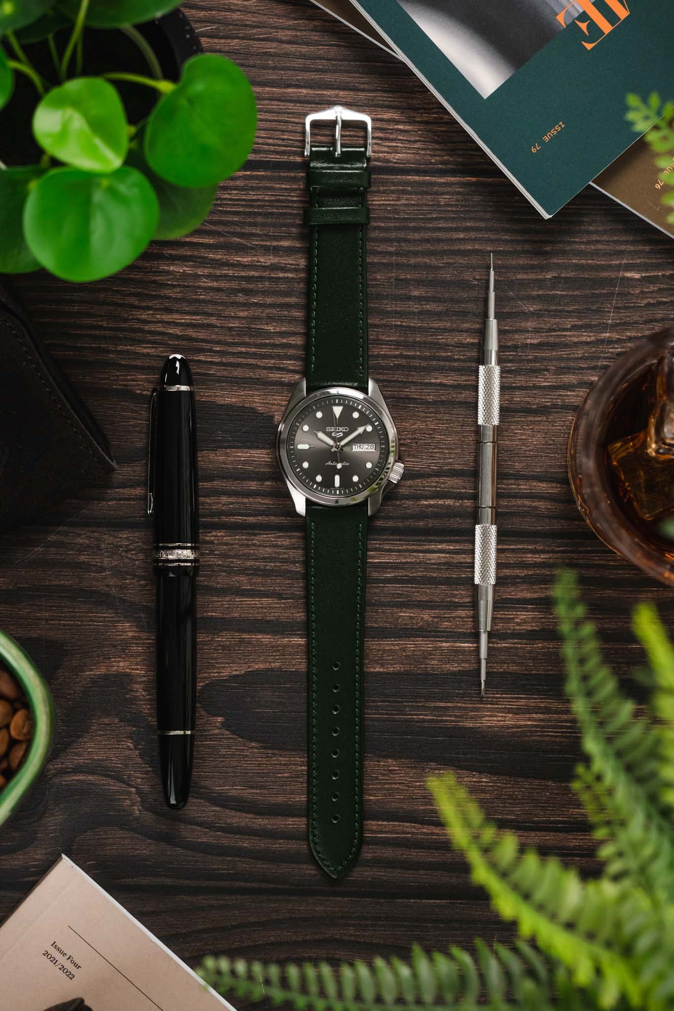 Hirsch OSIRIS Green Calf Leather Watch Strap