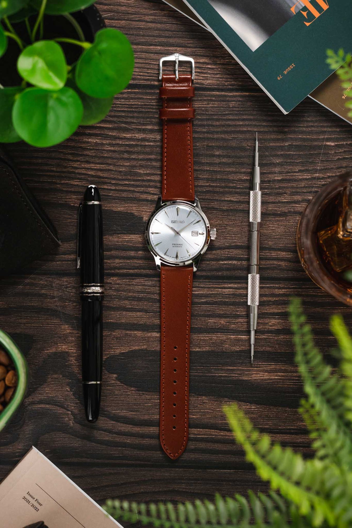 Hirsch OSIRIS Mid Brown Calf Leather Watch Strap