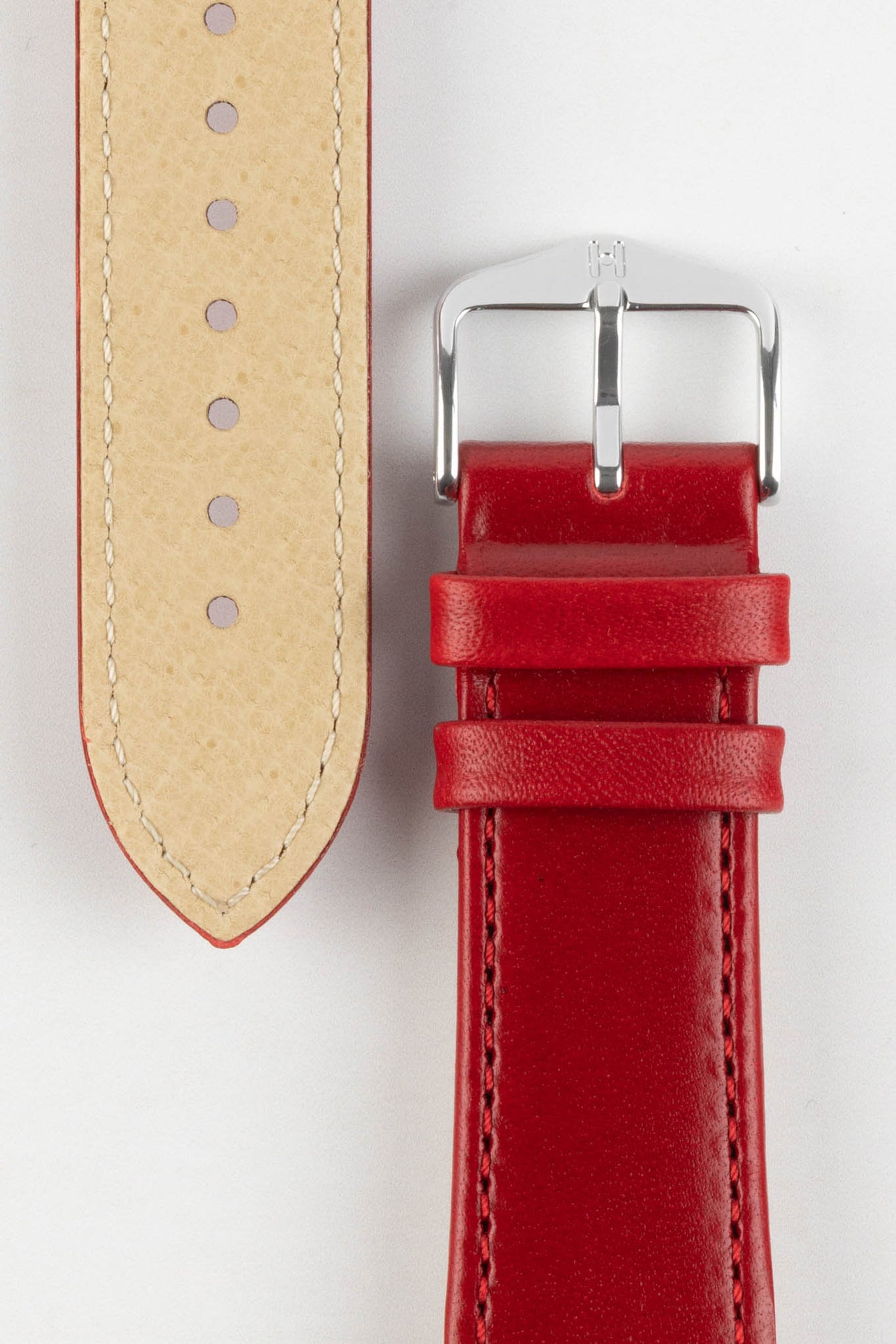 Hirsch OSIRIS Calf Leather Watch Strap in RED