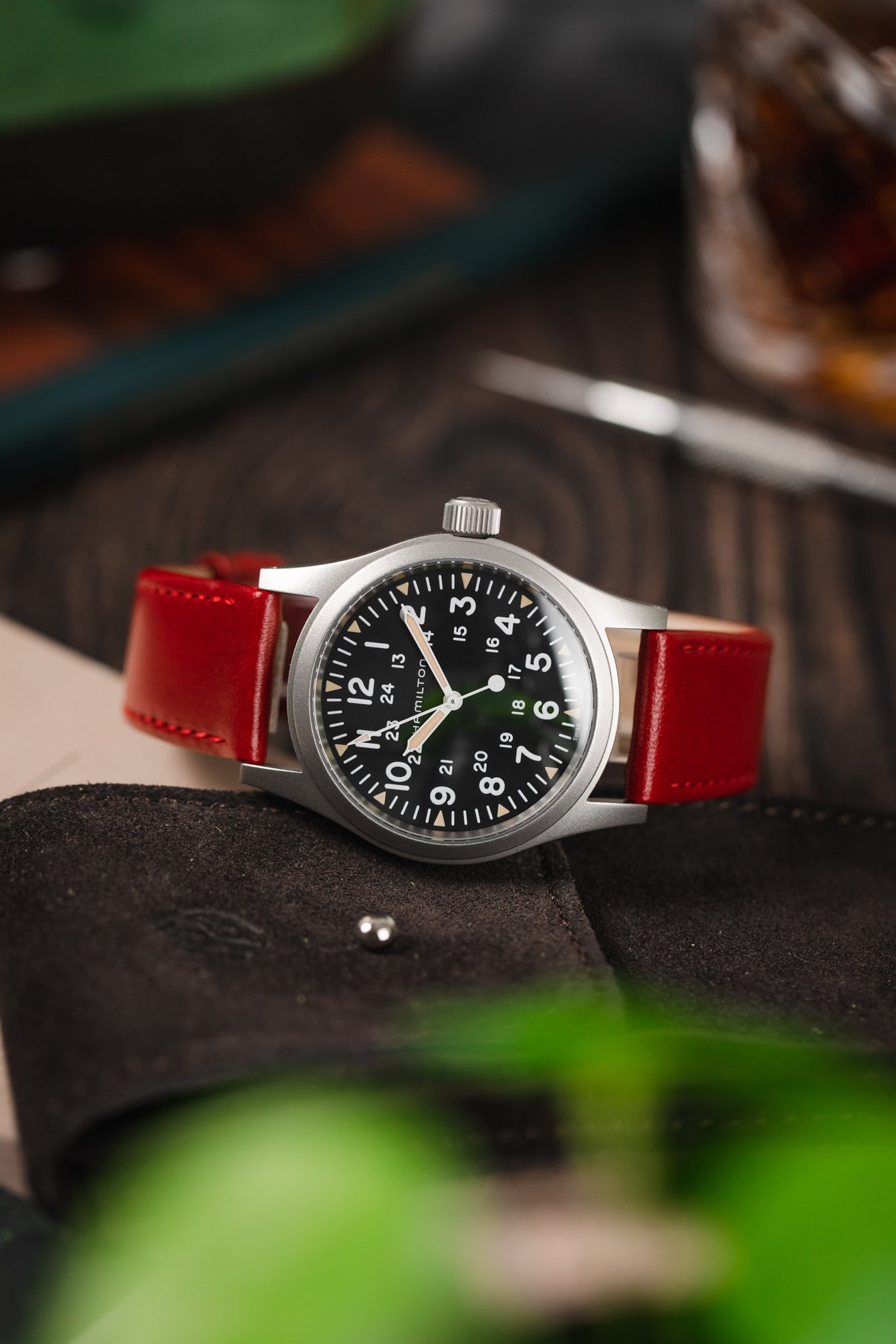 Hirsch OSIRIS Calf Leather Watch Strap in RED