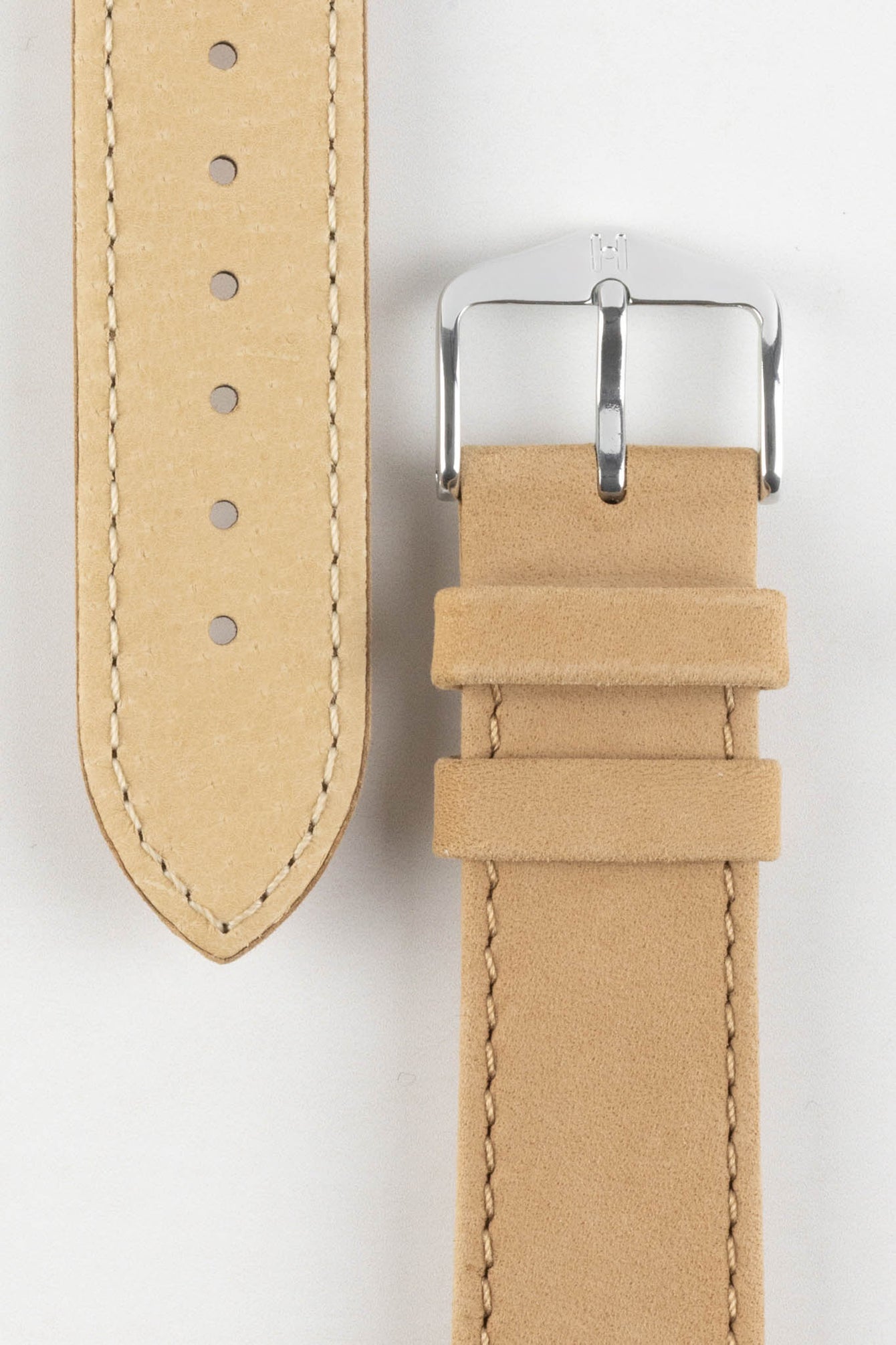 Hirsch OSIRIS Calf Leather with Nubuck Effect Watch Strap in BEIGE