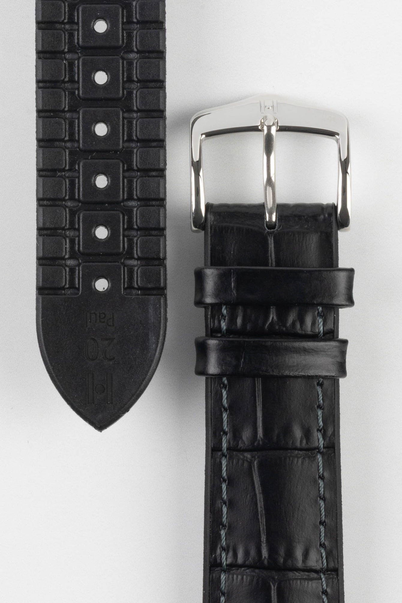 Hirsch PAUL Strap - Alligator Embossed Performance Watch Strap in BLACK