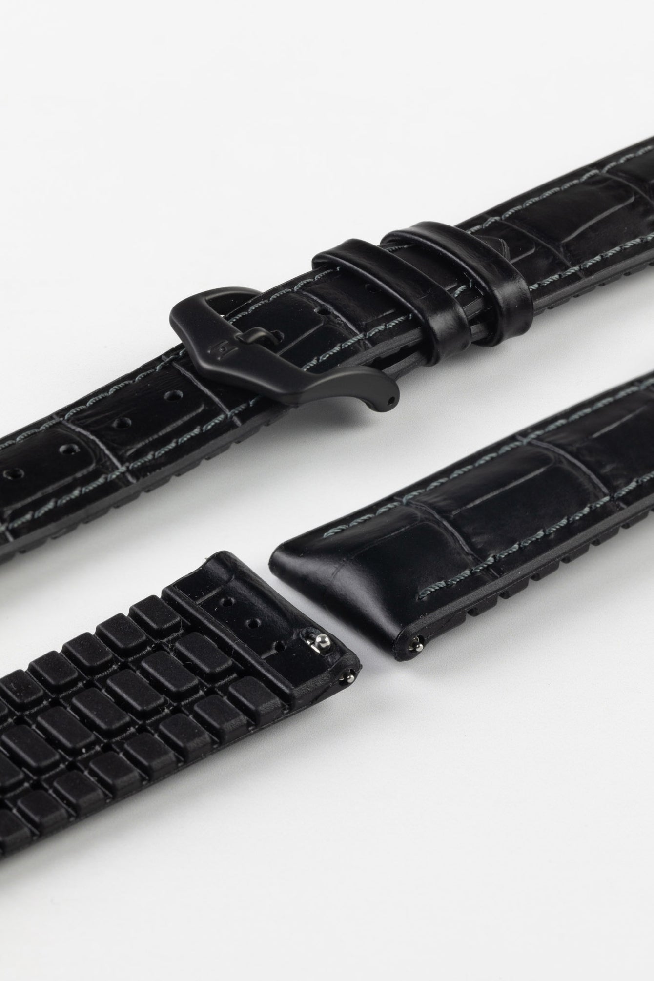 Hirsch PAUL Strap - Alligator Embossed Performance Watch Strap in BLACK