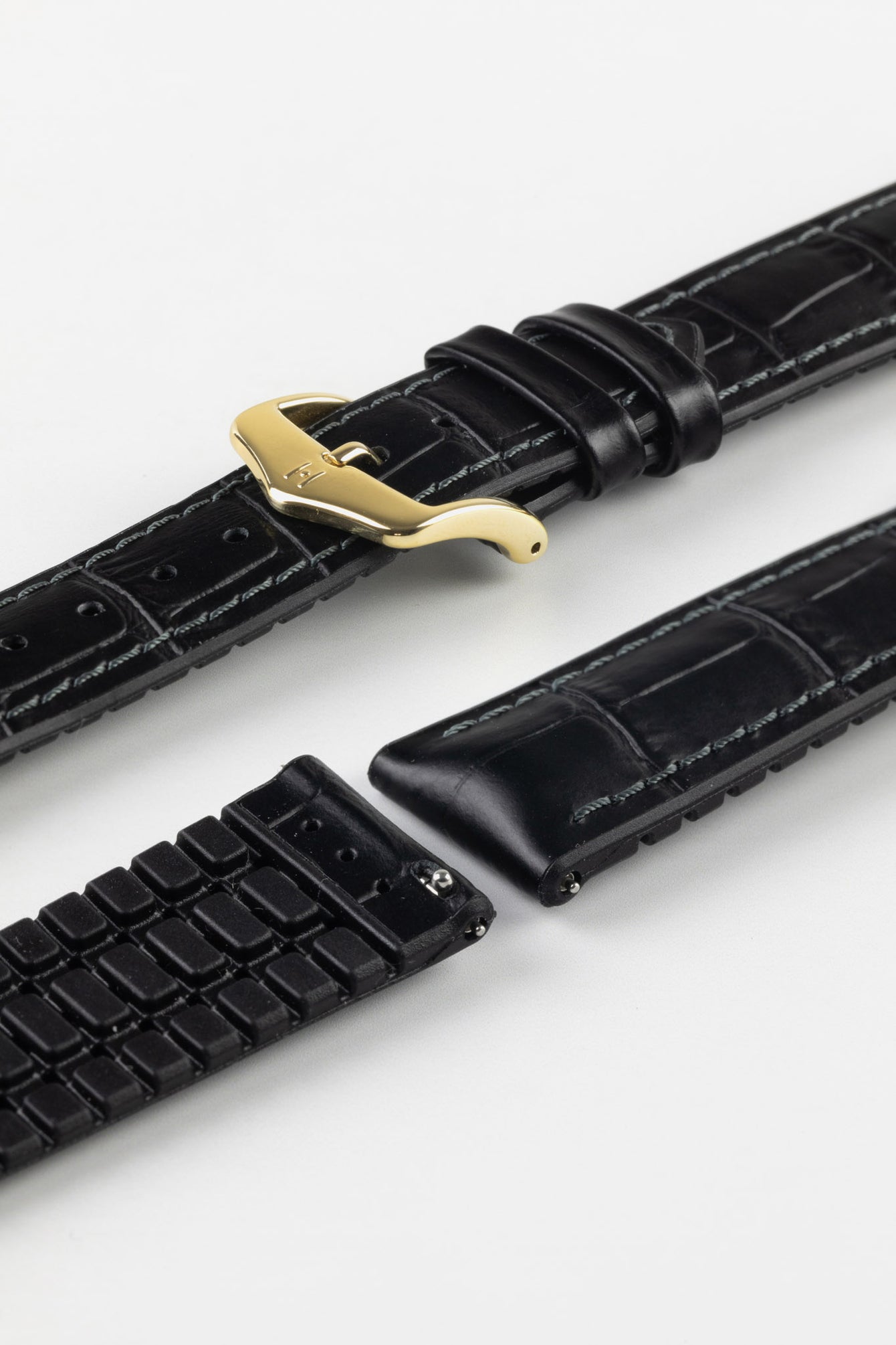 Hirsch PAUL Strap - Alligator Embossed Performance Watch Strap in BLACK