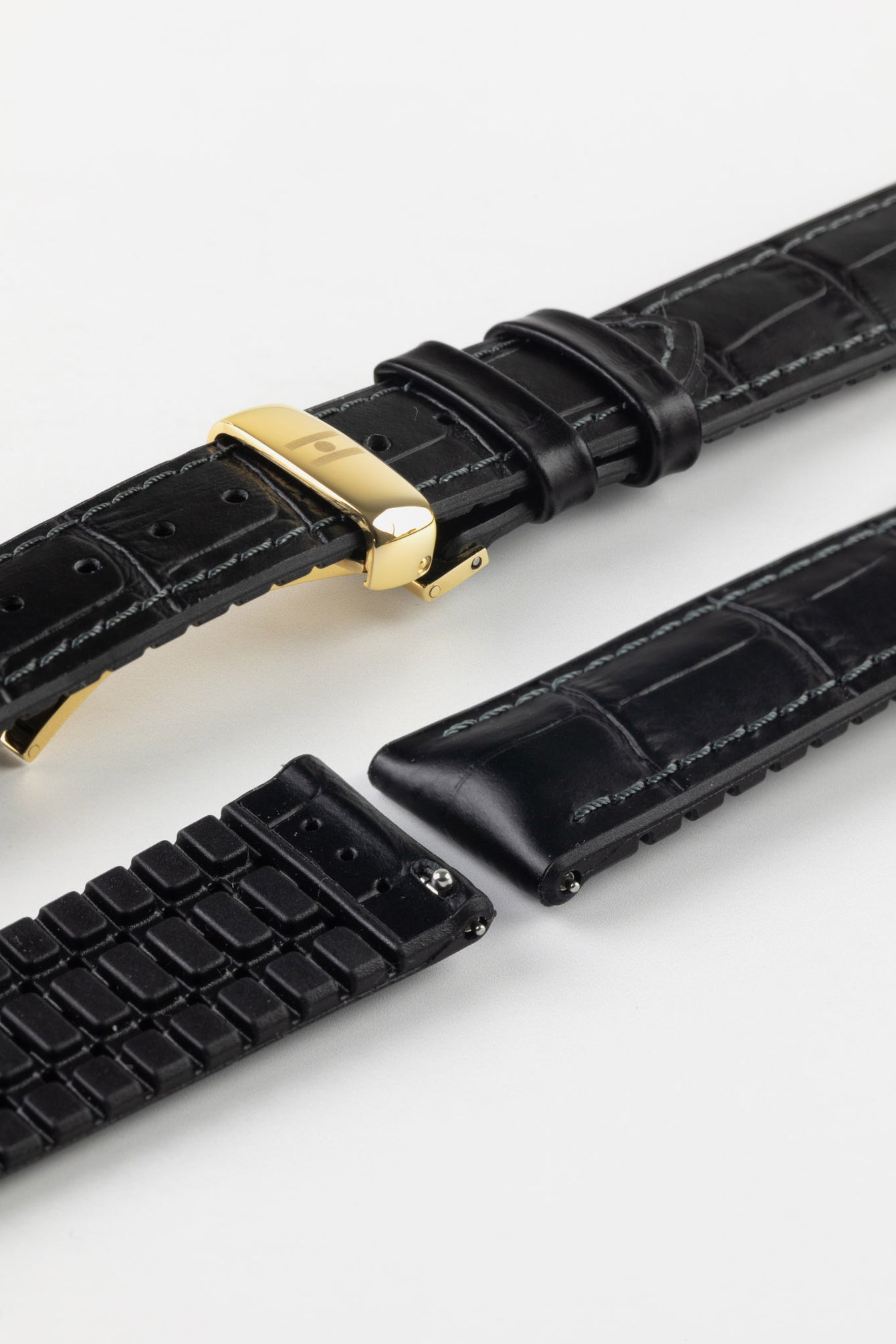 Hirsch PAUL Strap - Alligator Embossed Performance Watch Strap in BLACK