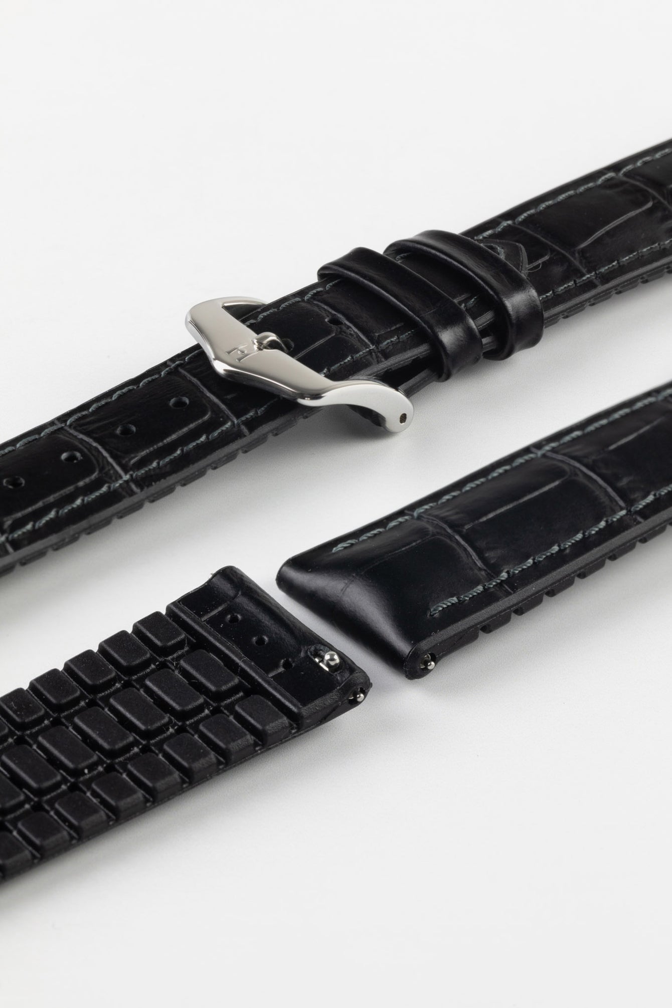 Hirsch PAUL Strap - Alligator Embossed Performance Watch Strap in BLACK