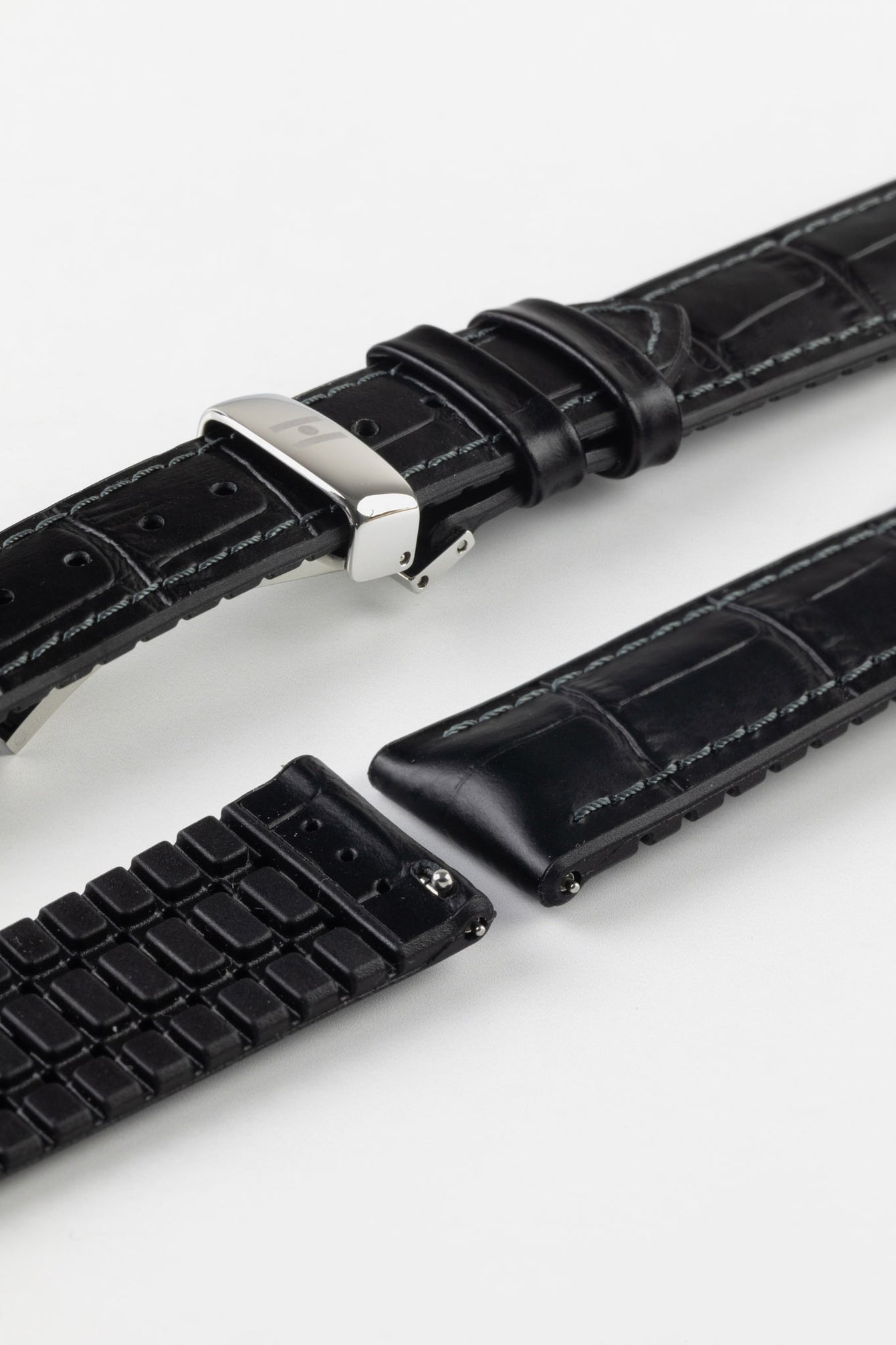 Hirsch PAUL Strap - Alligator Embossed Performance Watch Strap in BLACK