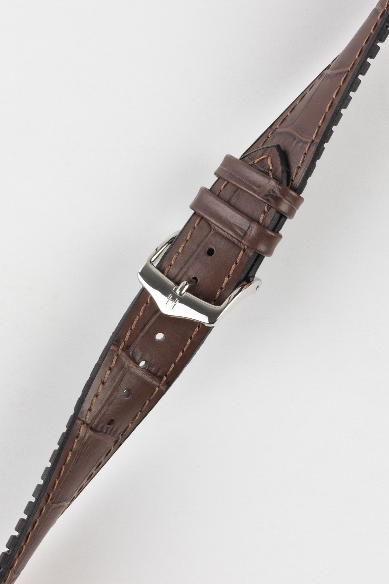 Hirsch PAUL Alligator Embossed Performance Watch Strap in BROWN