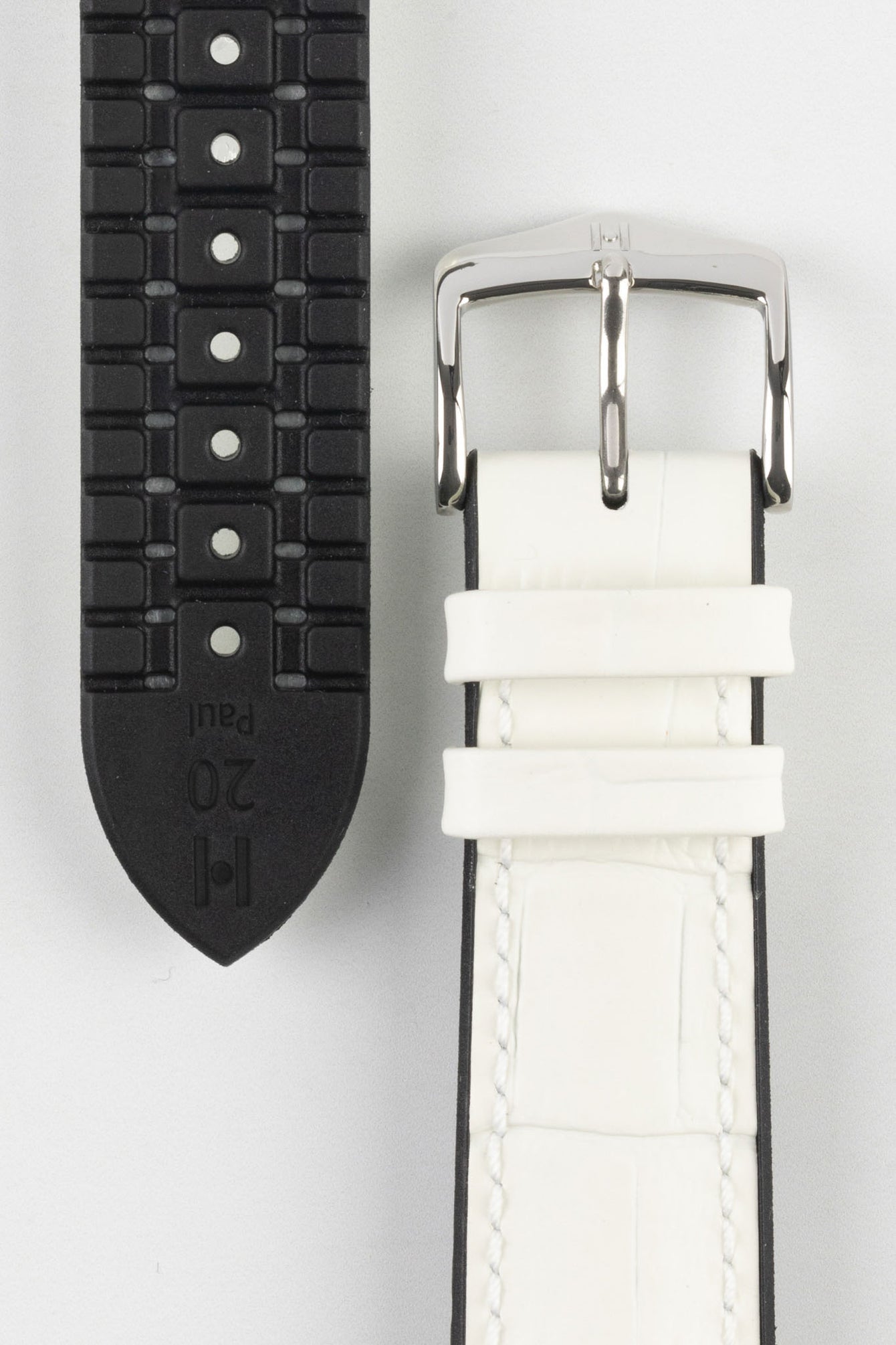 Hirsch PAUL Alligator Embossed Performance Watch Strap in WHITE