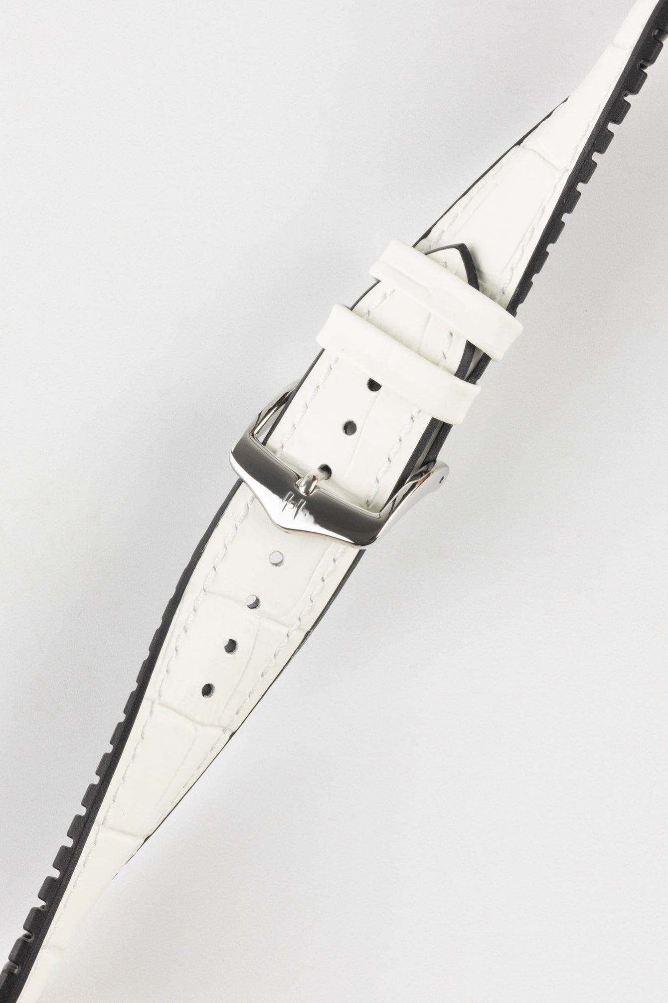 Hirsch PAUL Alligator Embossed Performance Watch Strap in WHITE