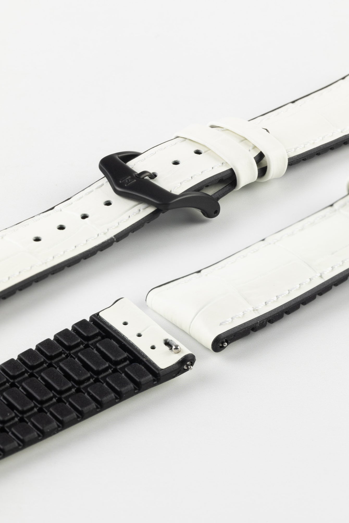 Hirsch PAUL Alligator Embossed Performance Watch Strap in WHITE