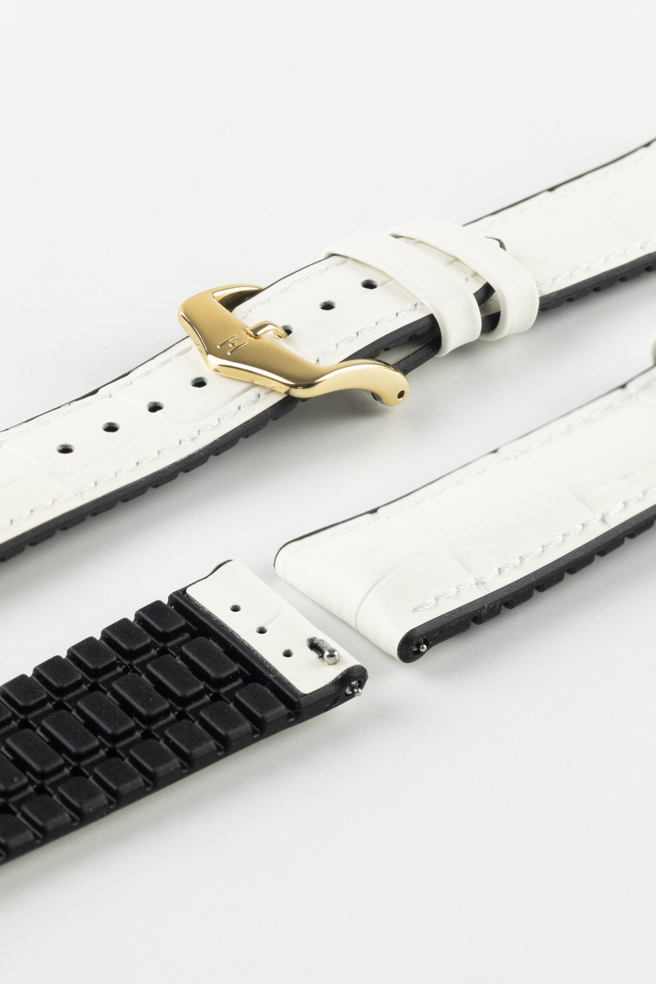 Hirsch PAUL Alligator Embossed Performance Watch Strap in WHITE