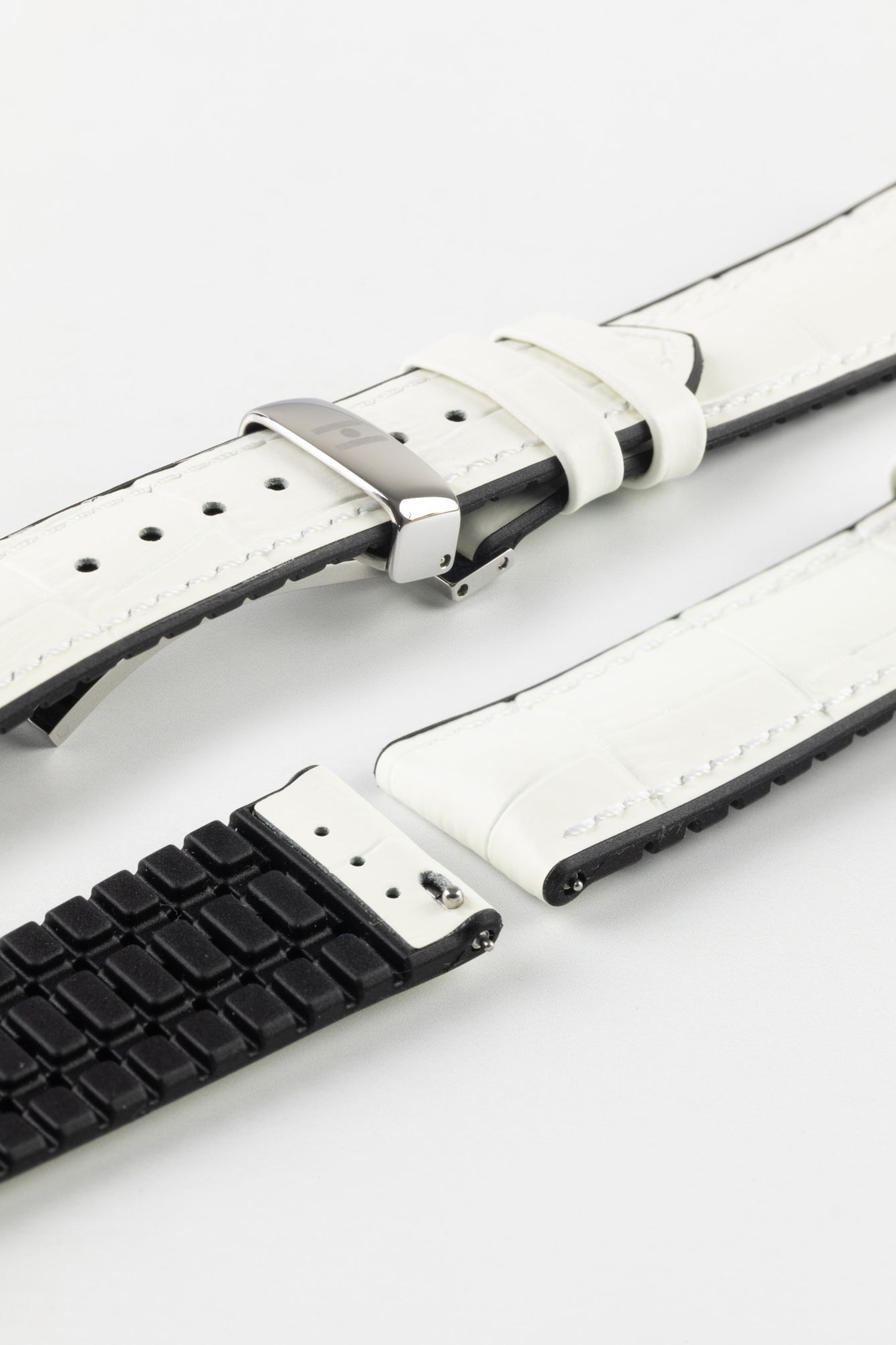 Hirsch PAUL Alligator Embossed Performance Watch Strap in WHITE