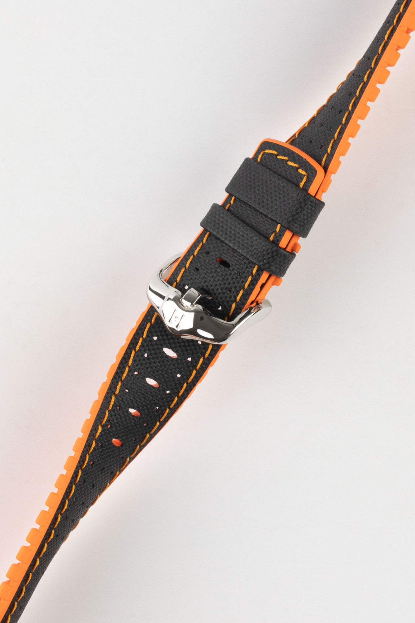 Hirsch ROBBY Sailcloth Effect Performance Watch Strap in Orange / Black