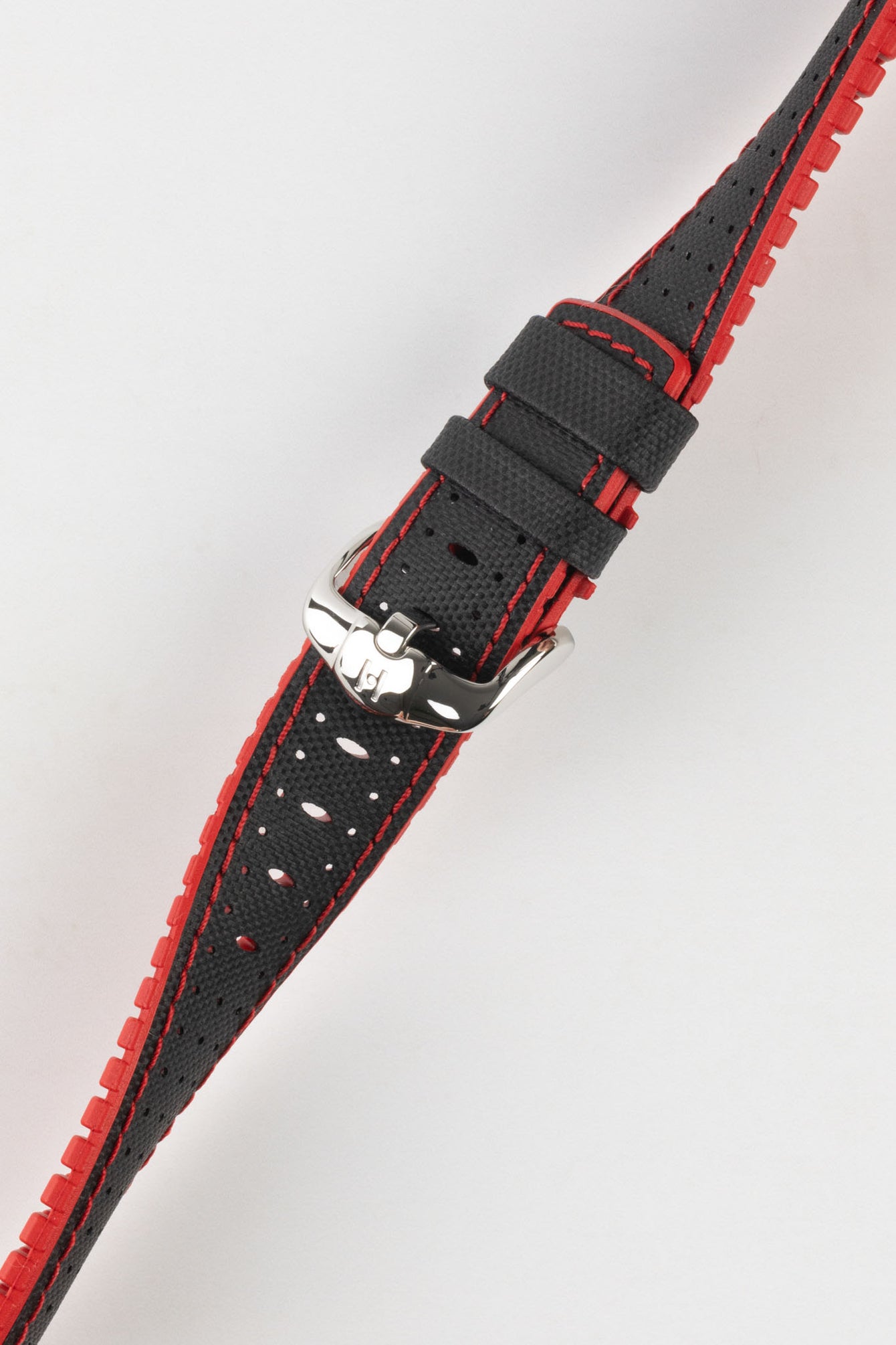 Hirsch ROBBY Sailcloth Effect Performance Watch Strap in Red / Black