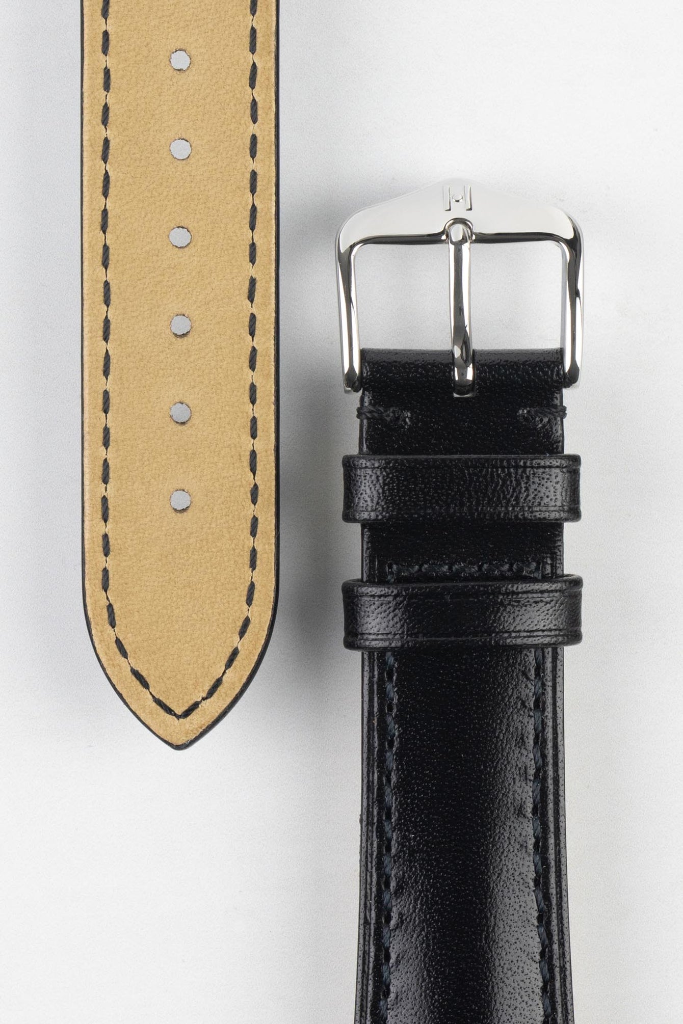 Hirsch SIENA Black Tuscan Leather Watch Strap