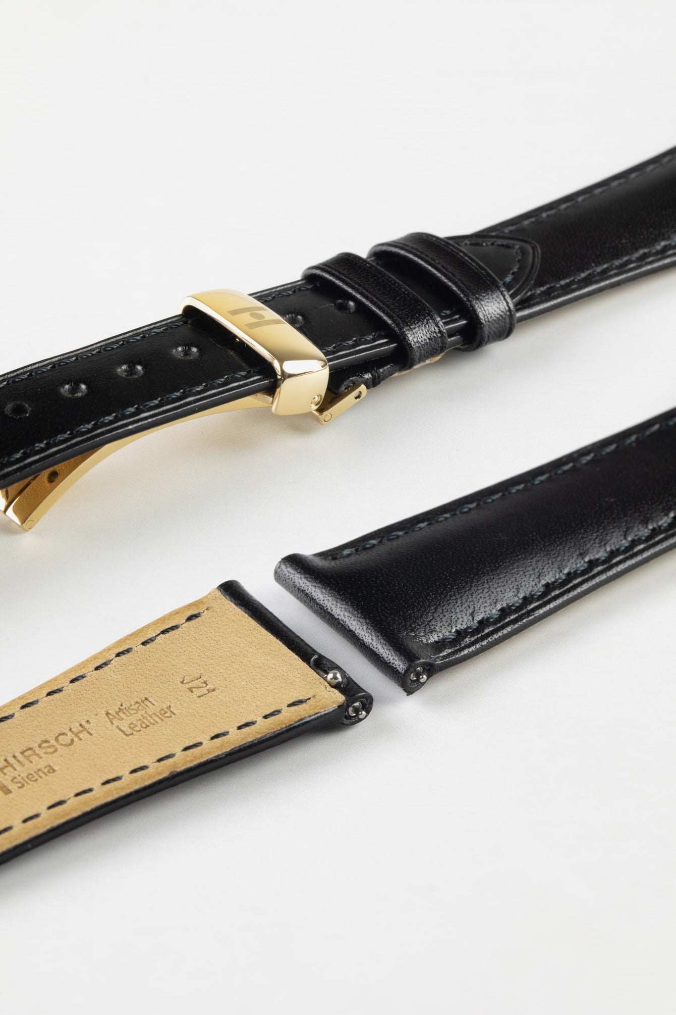 Hirsch SIENA Black Tuscan Leather Watch Strap