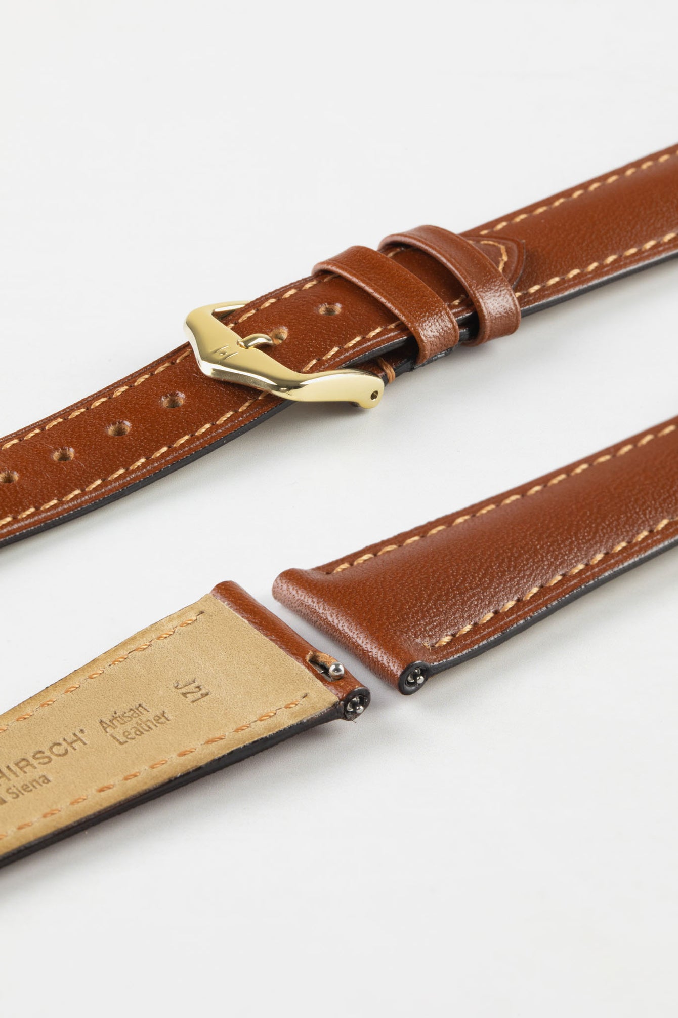 Hirsch SIENA Gold Brown Tuscan Leather Watch Strap