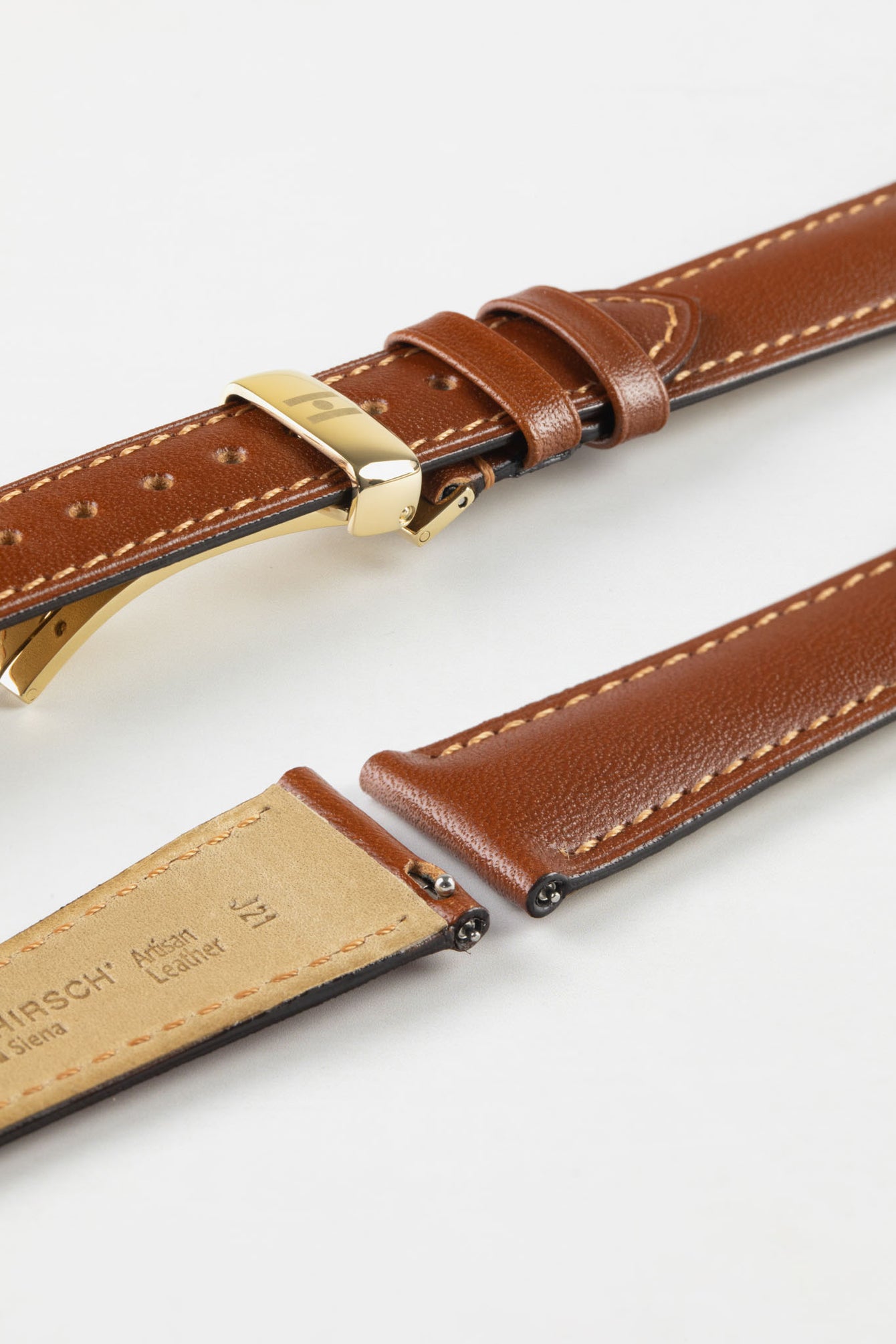 Hirsch SIENA Gold Brown Tuscan Leather Watch Strap