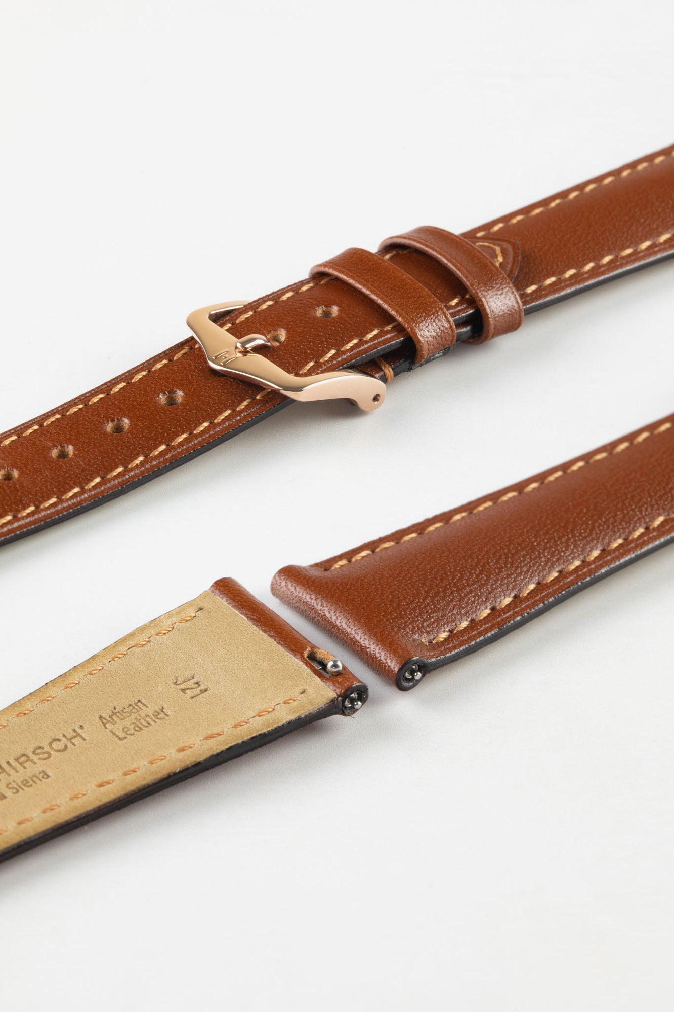 Hirsch SIENA Gold Brown Tuscan Leather Watch Strap