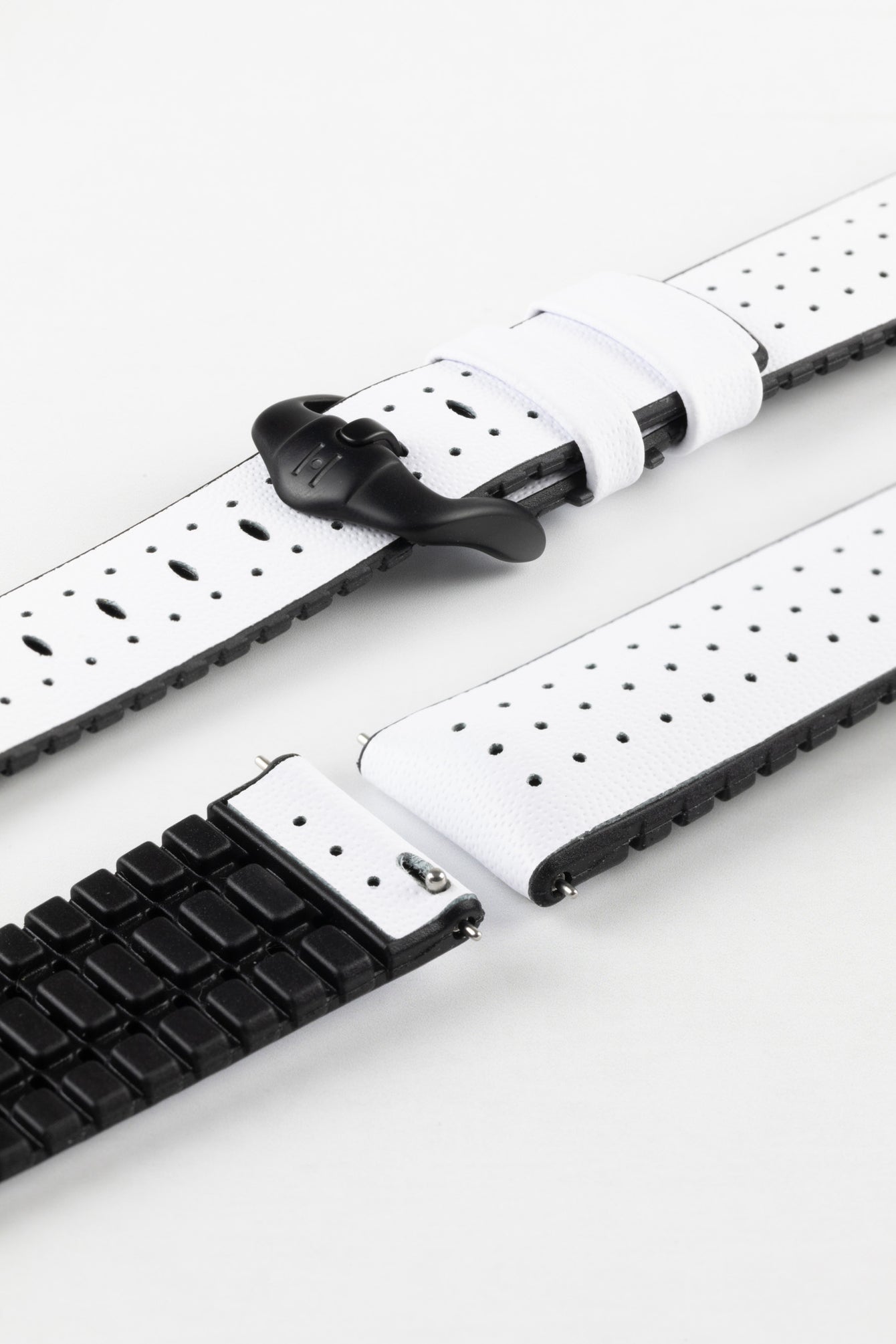 Hirsch TIGER Perforated Leather  Performance Watch Strap in White