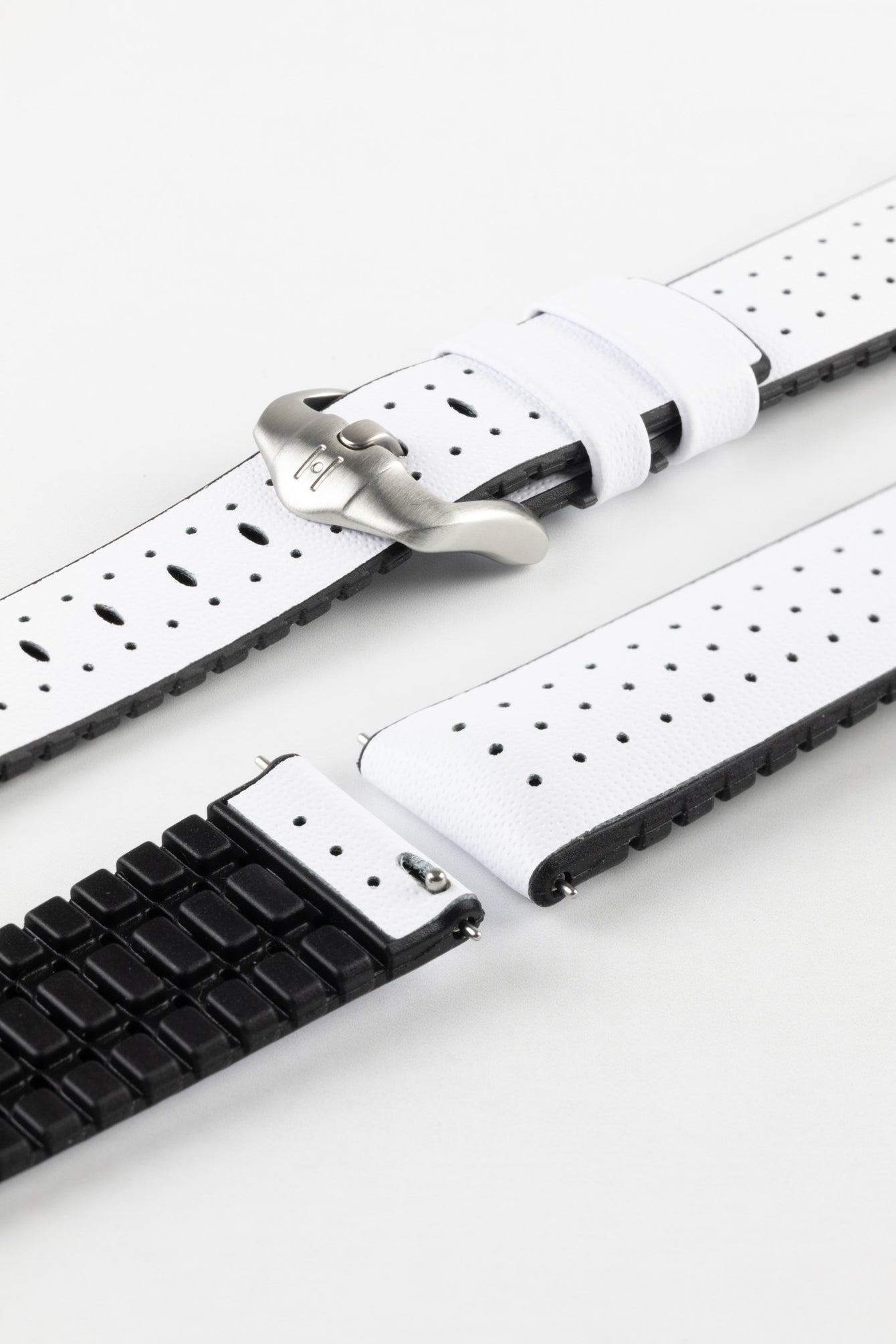 Hirsch TIGER Perforated Leather  Performance Watch Strap in White