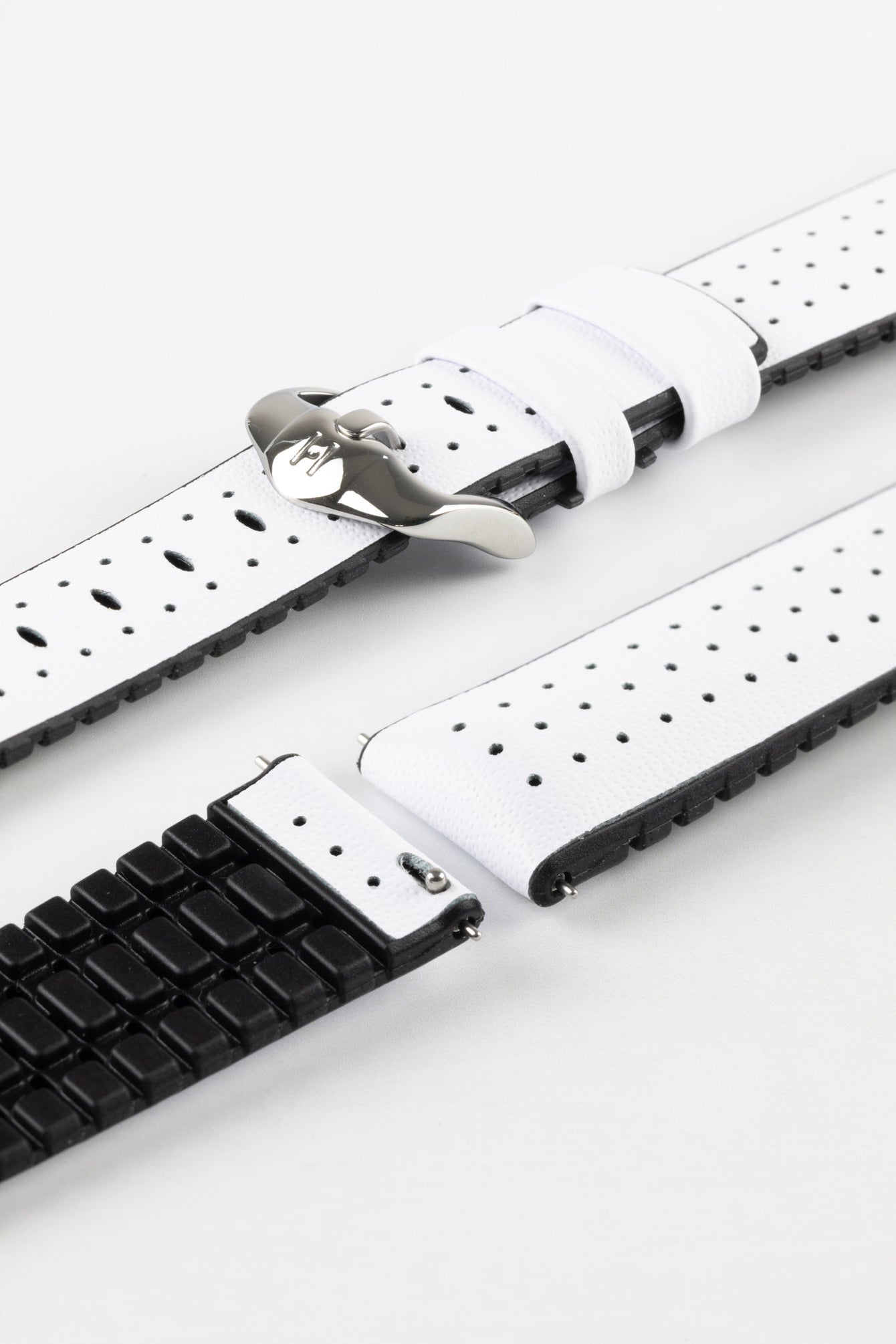 Hirsch TIGER Perforated Leather  Performance Watch Strap in White