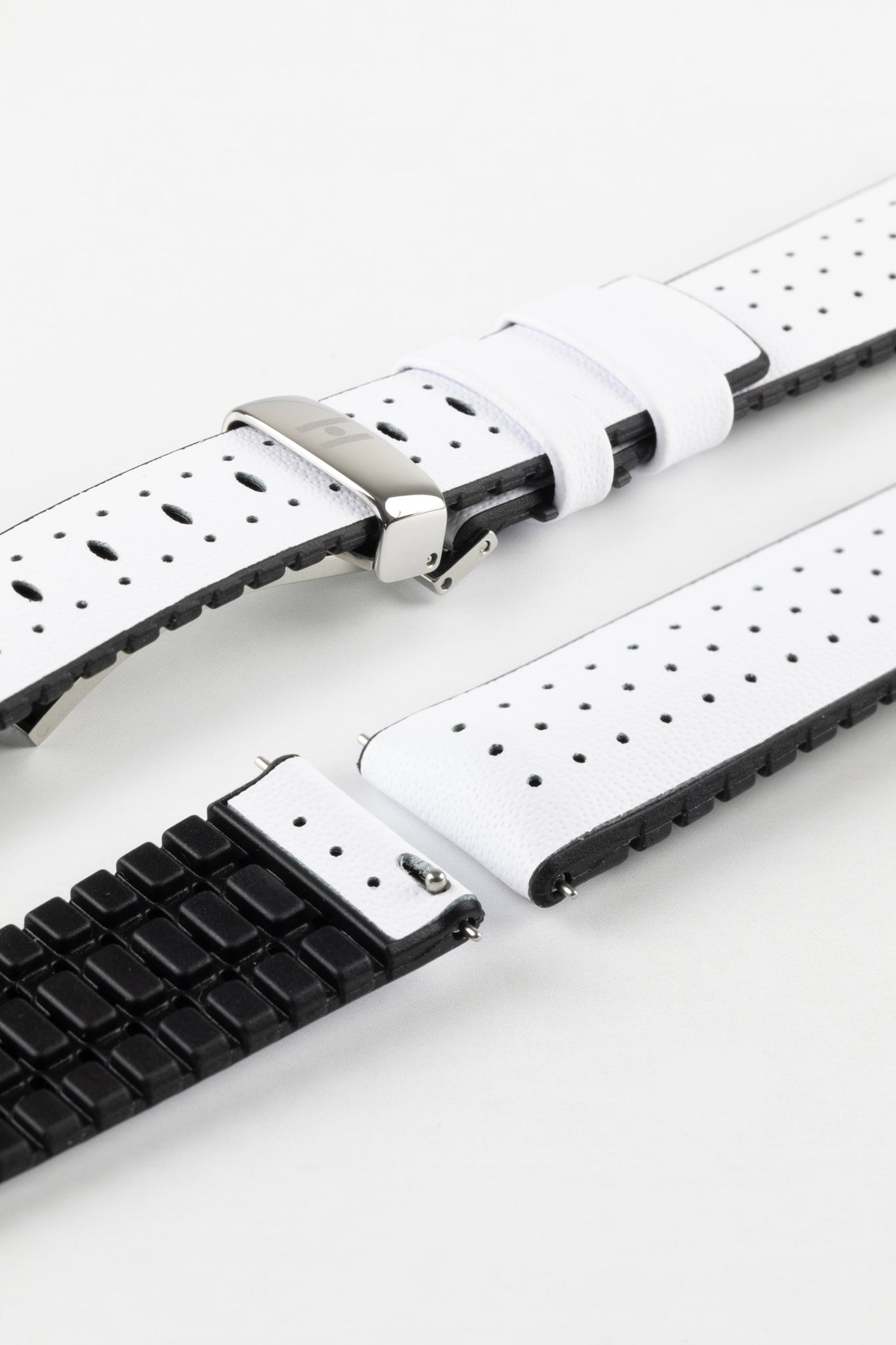 Hirsch TIGER Perforated Leather  Performance Watch Strap in White