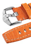 Hirsch TRITONE Padded Alligator Leather Watch Strap in ORANGE with WHITE Contrast Stitching