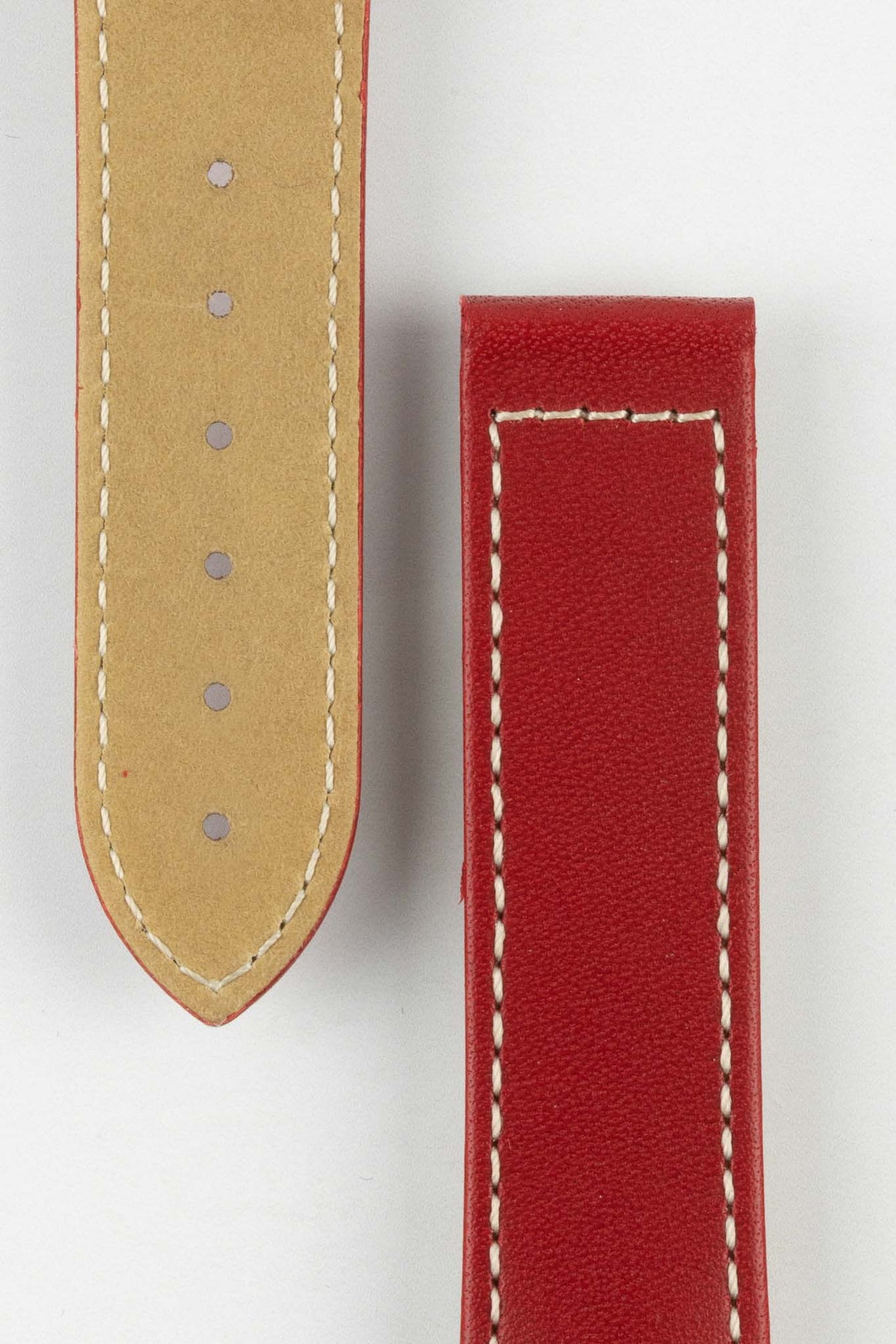 Hirsch VOYAGER Calfskin Deployment Watch Strap in RED/WHITE