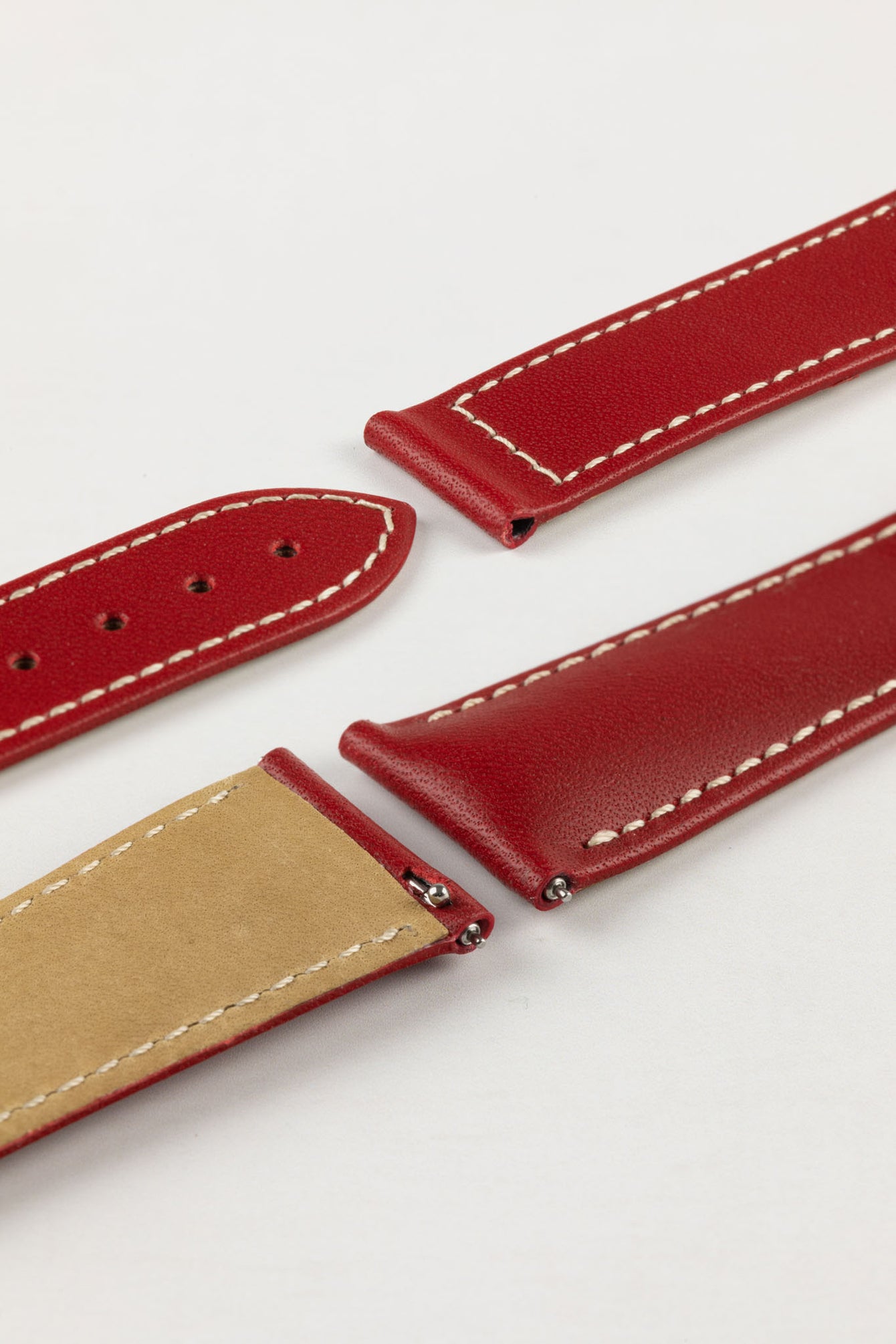 Hirsch VOYAGER Calfskin Deployment Watch Strap in RED/WHITE