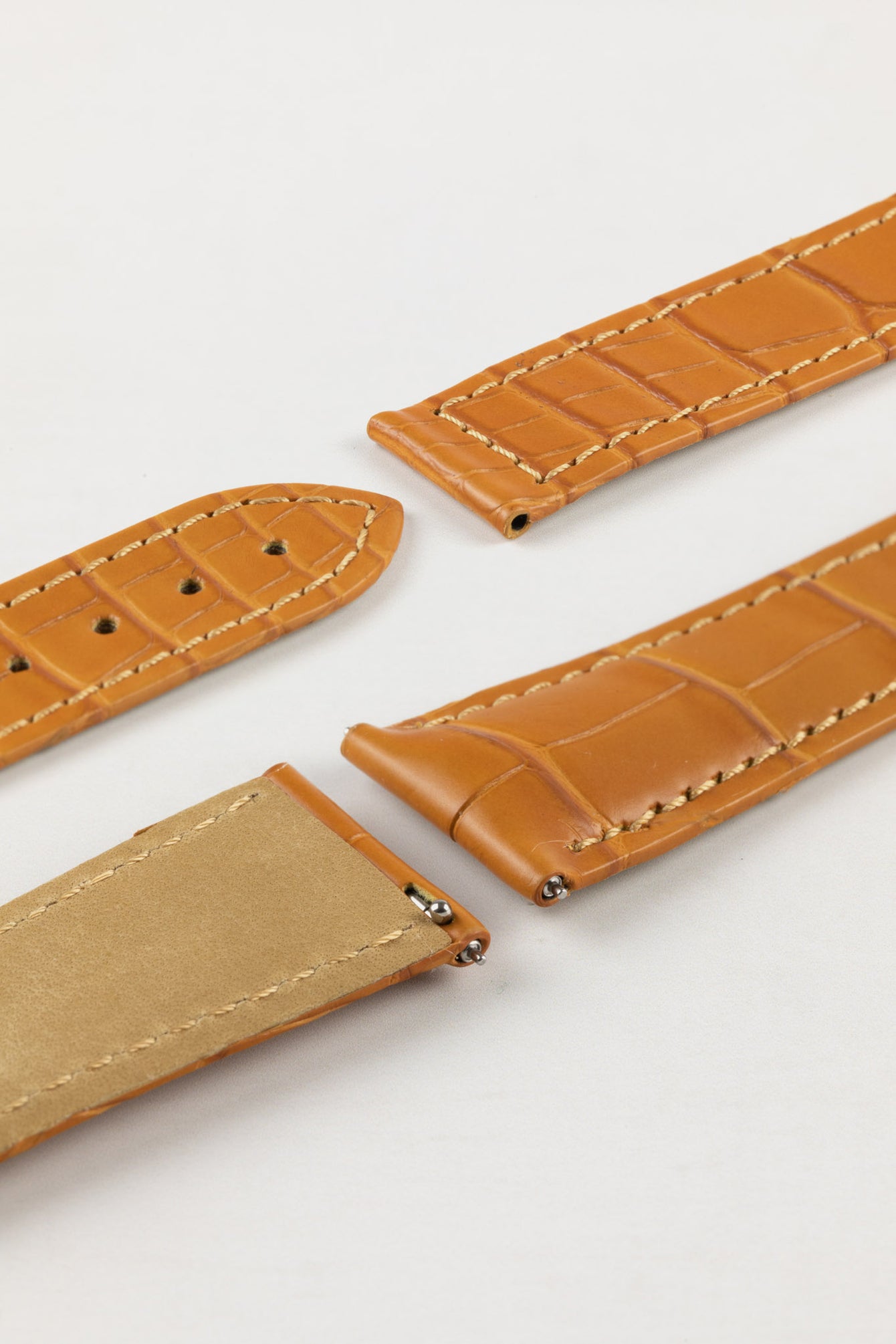 Hirsch VOYAGER Alligator Deployment Watch Strap in HONEY