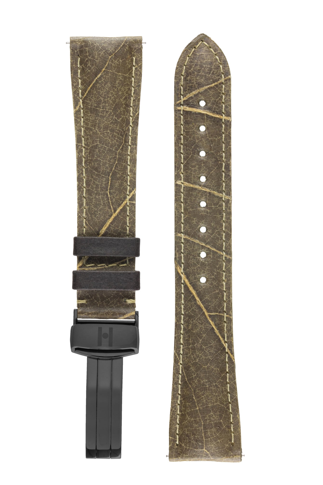 Hirsch WINE Vineyard-Leaf Vegan Watch Strap in GREEN