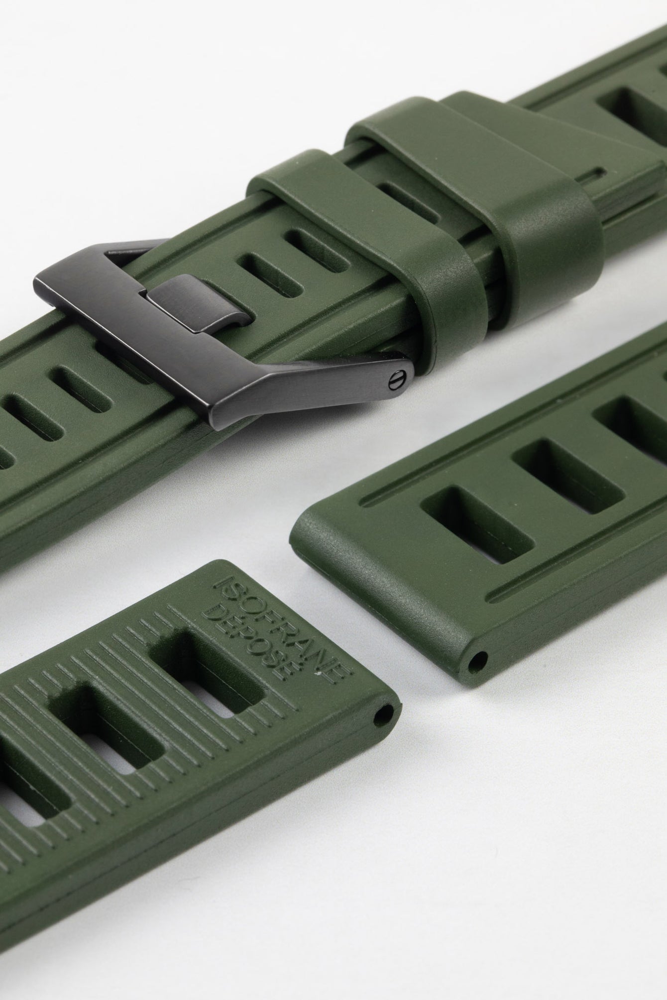 ISOfrane Rubber Dive Watch Strap in MILITARY GREEN