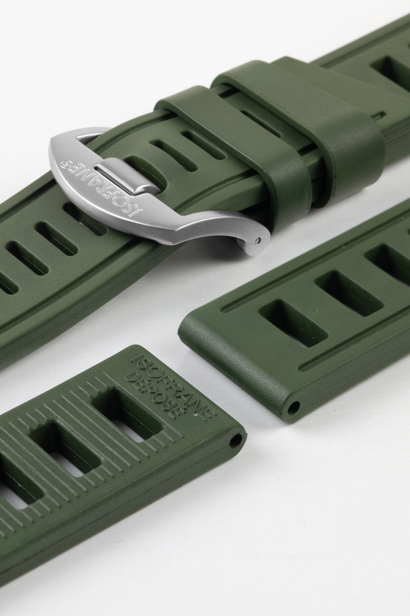 ISOfrane Rubber Dive Watch Strap in MILITARY GREEN