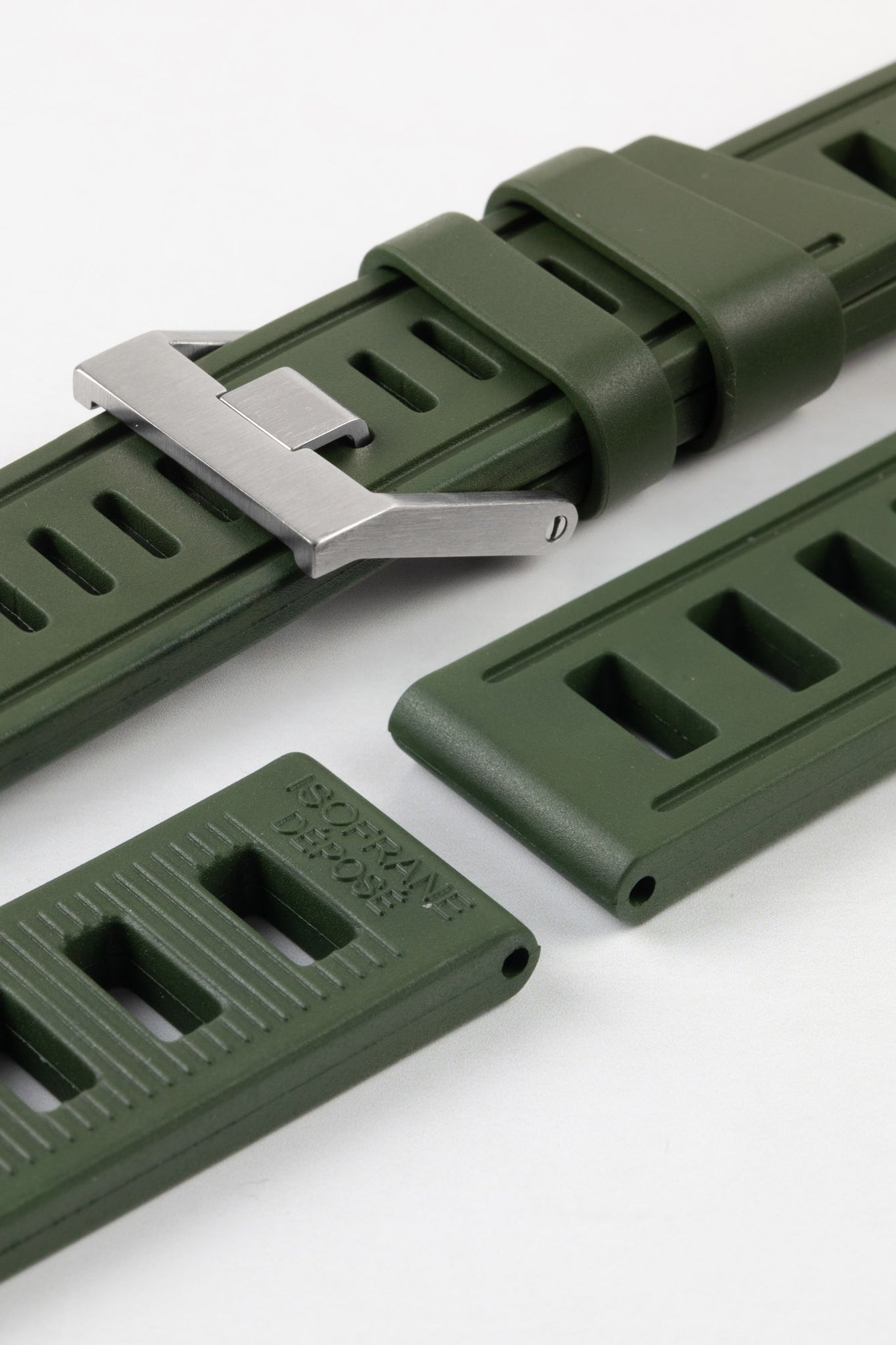 ISOfrane Rubber Dive Watch Strap in MILITARY GREEN