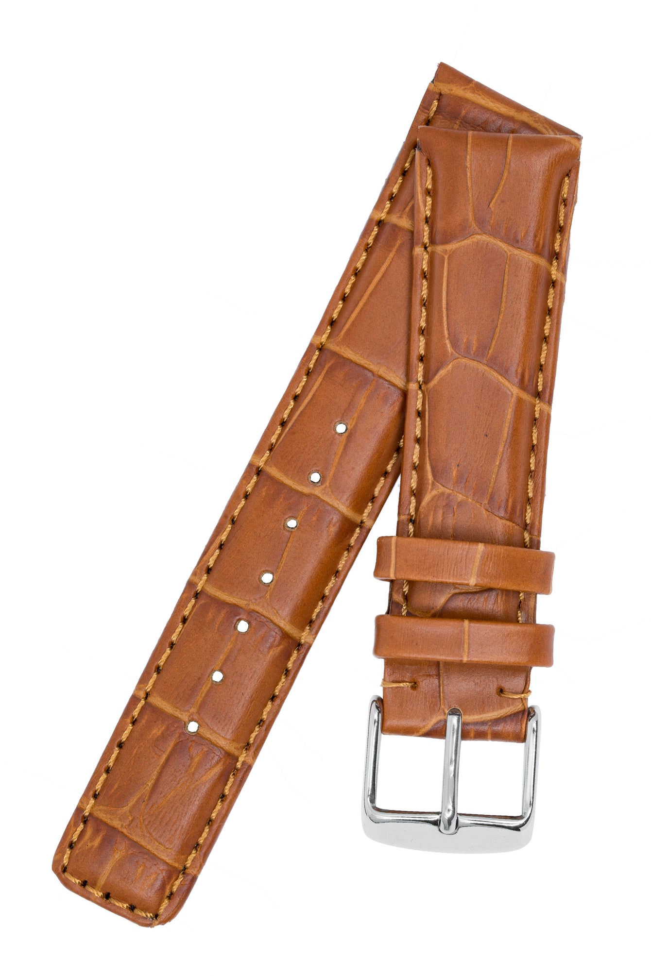 IWC-Style Alligator Embossed Leather Watch Strap in BROWN