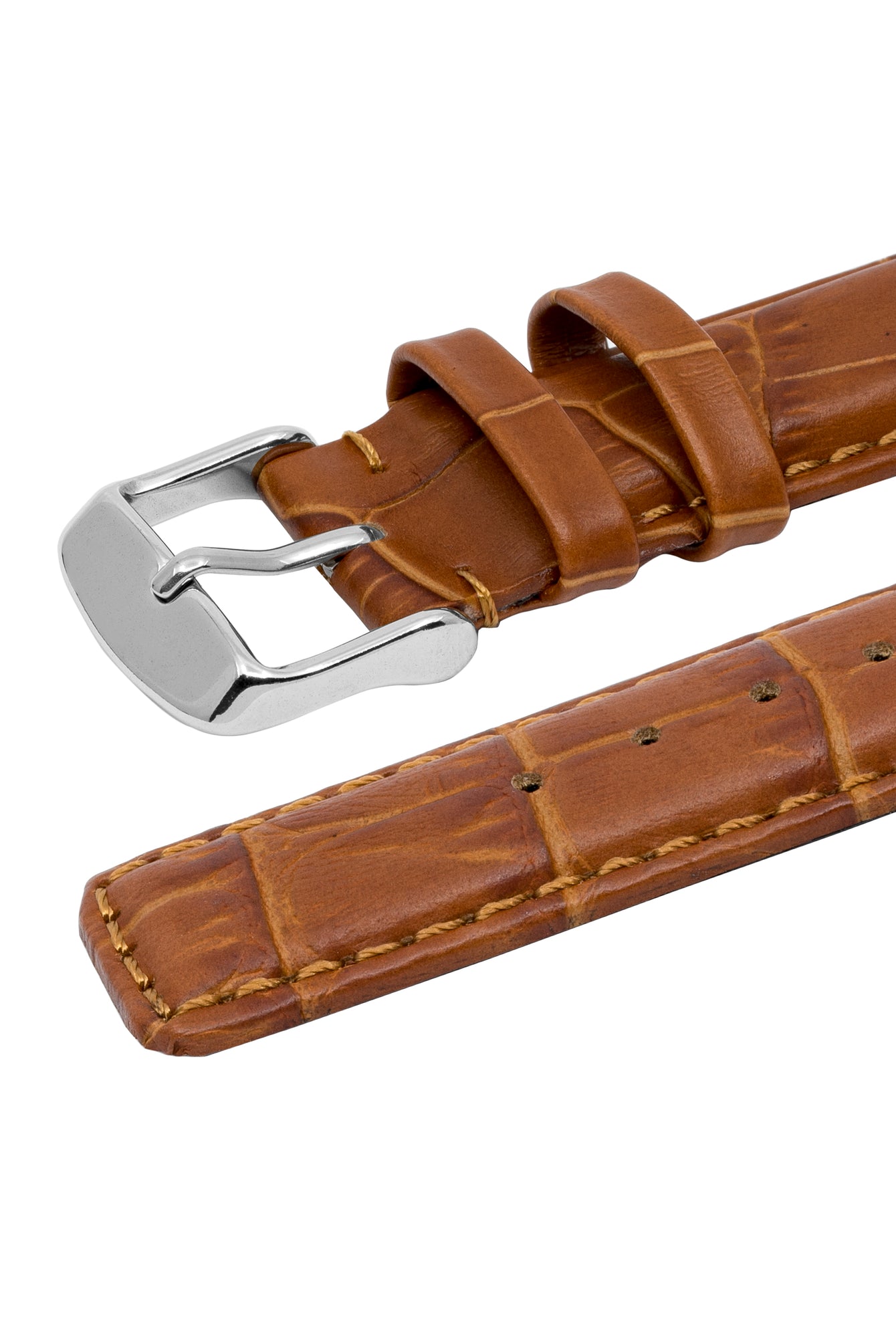 IWC-Style Alligator Embossed Leather Watch Strap in BROWN