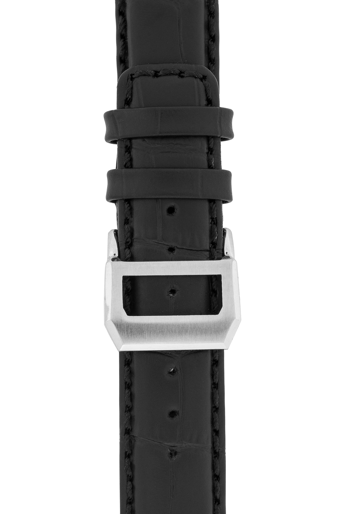 IWC-Style Alligator Embossed Leather Watch Strap in BLACK