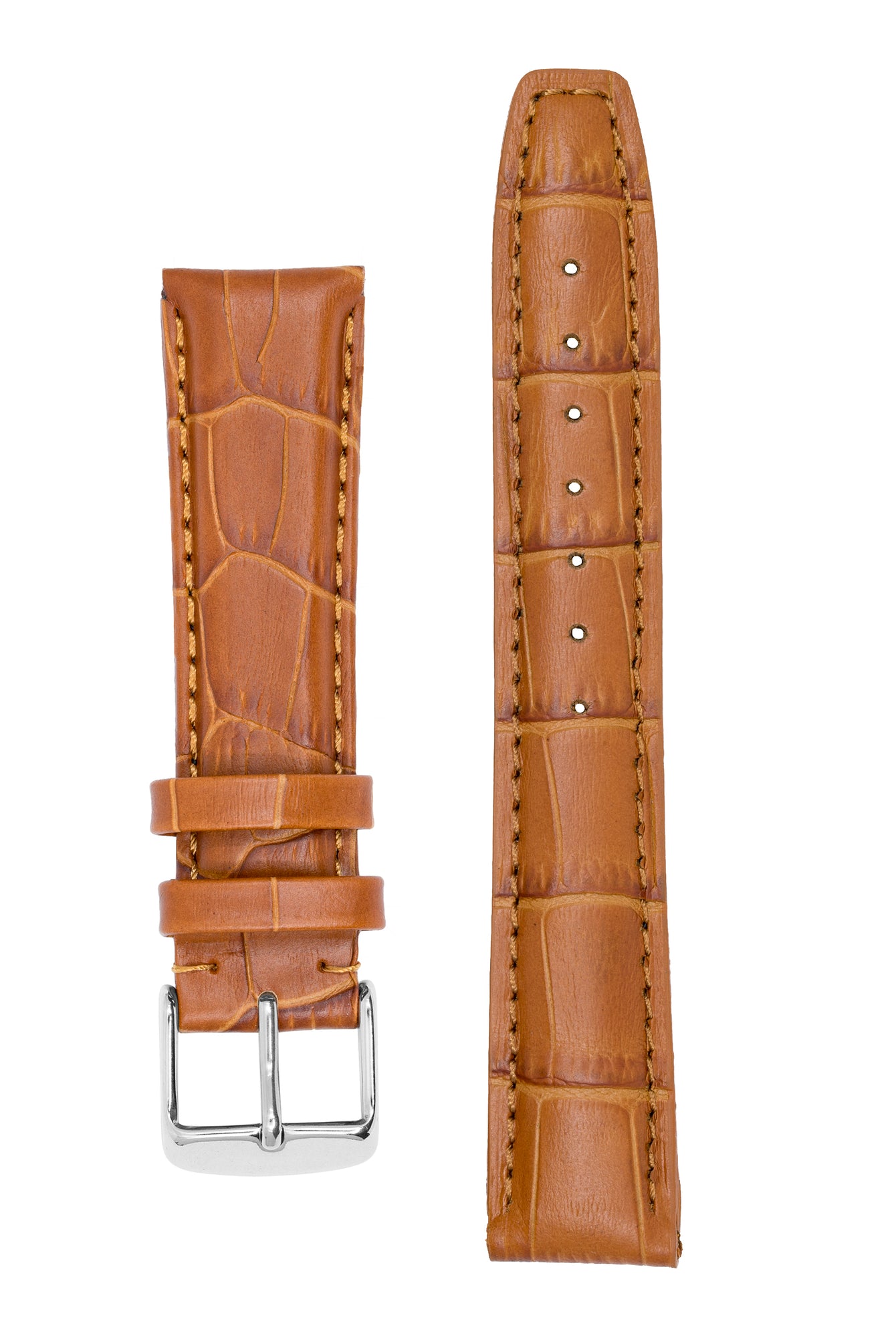 IWC-Style Alligator Embossed Leather Watch Strap in BROWN