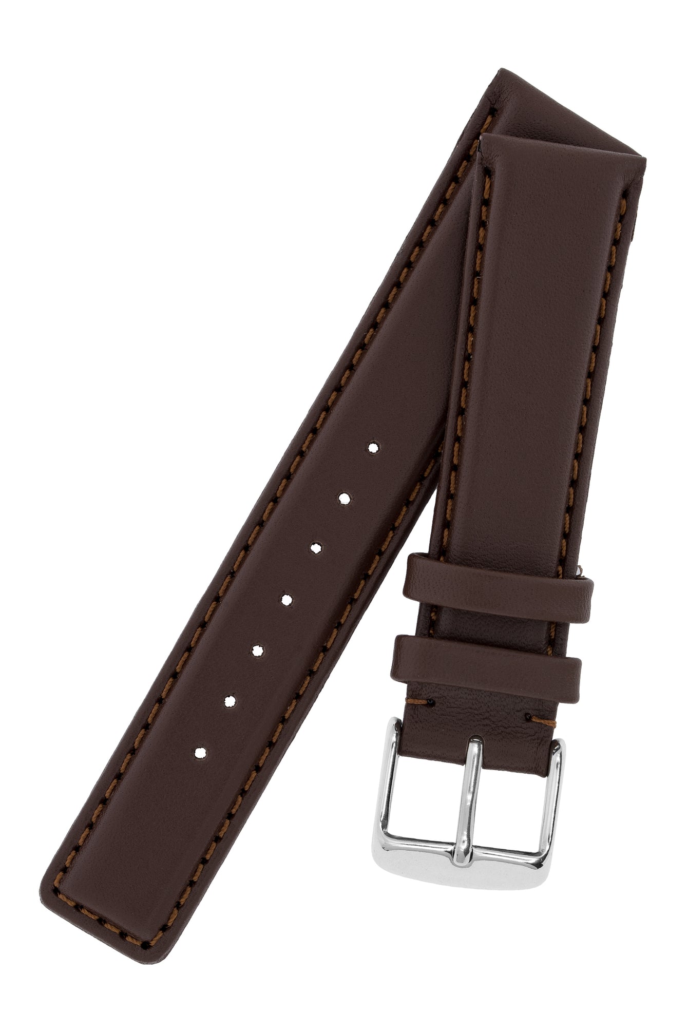 IWC-Style Calf Leather Watch Strap in DARK BROWN