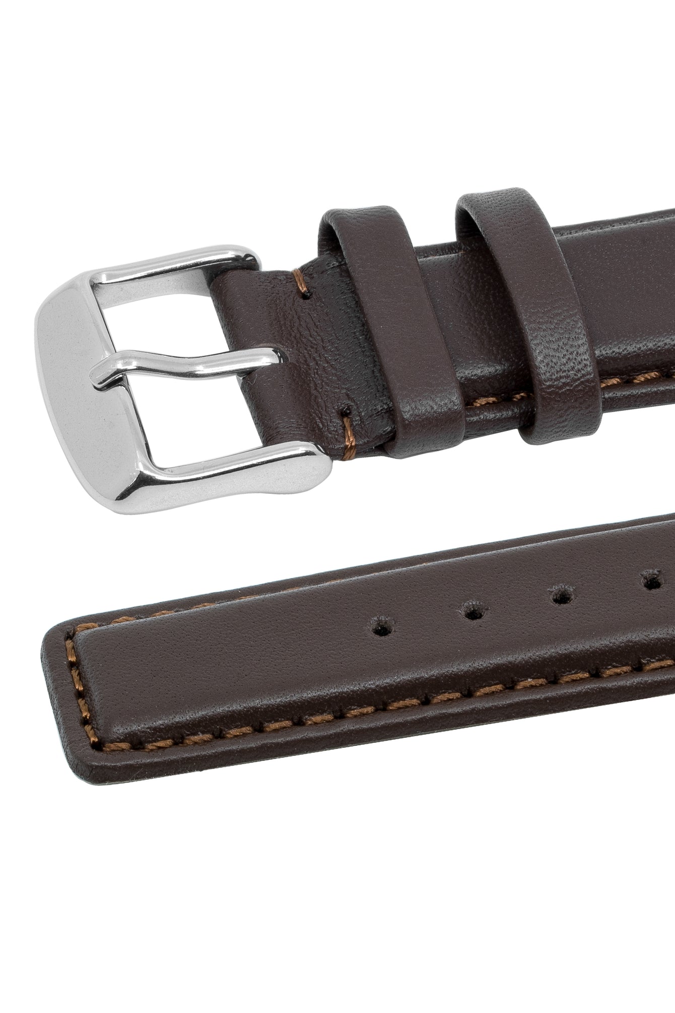 IWC-Style Calf Leather Watch Strap in DARK BROWN