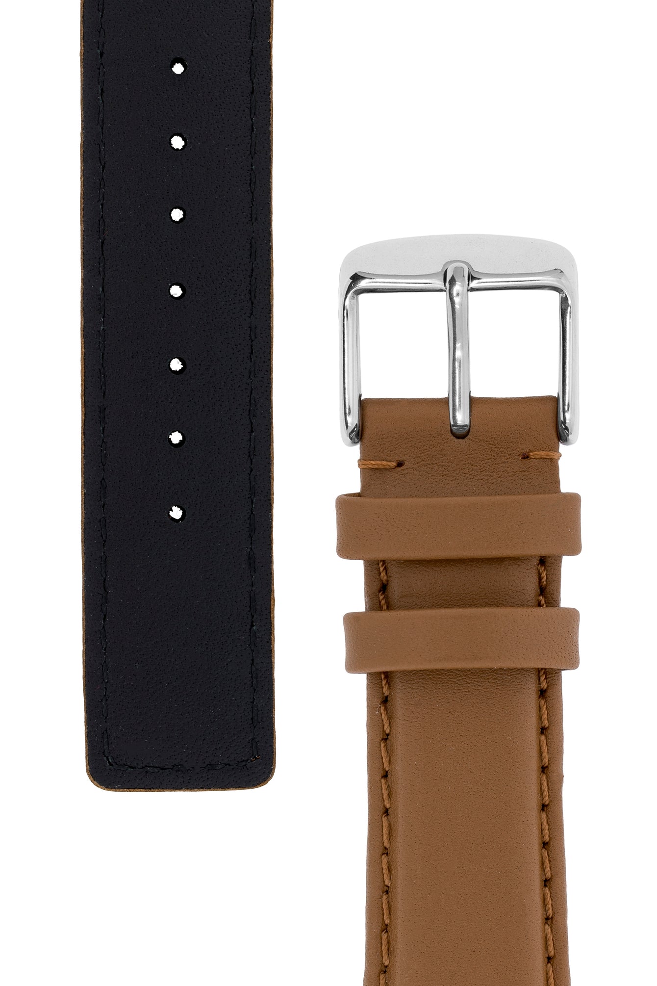 IWC-Style Calf Leather Watch Strap in CARAMEL