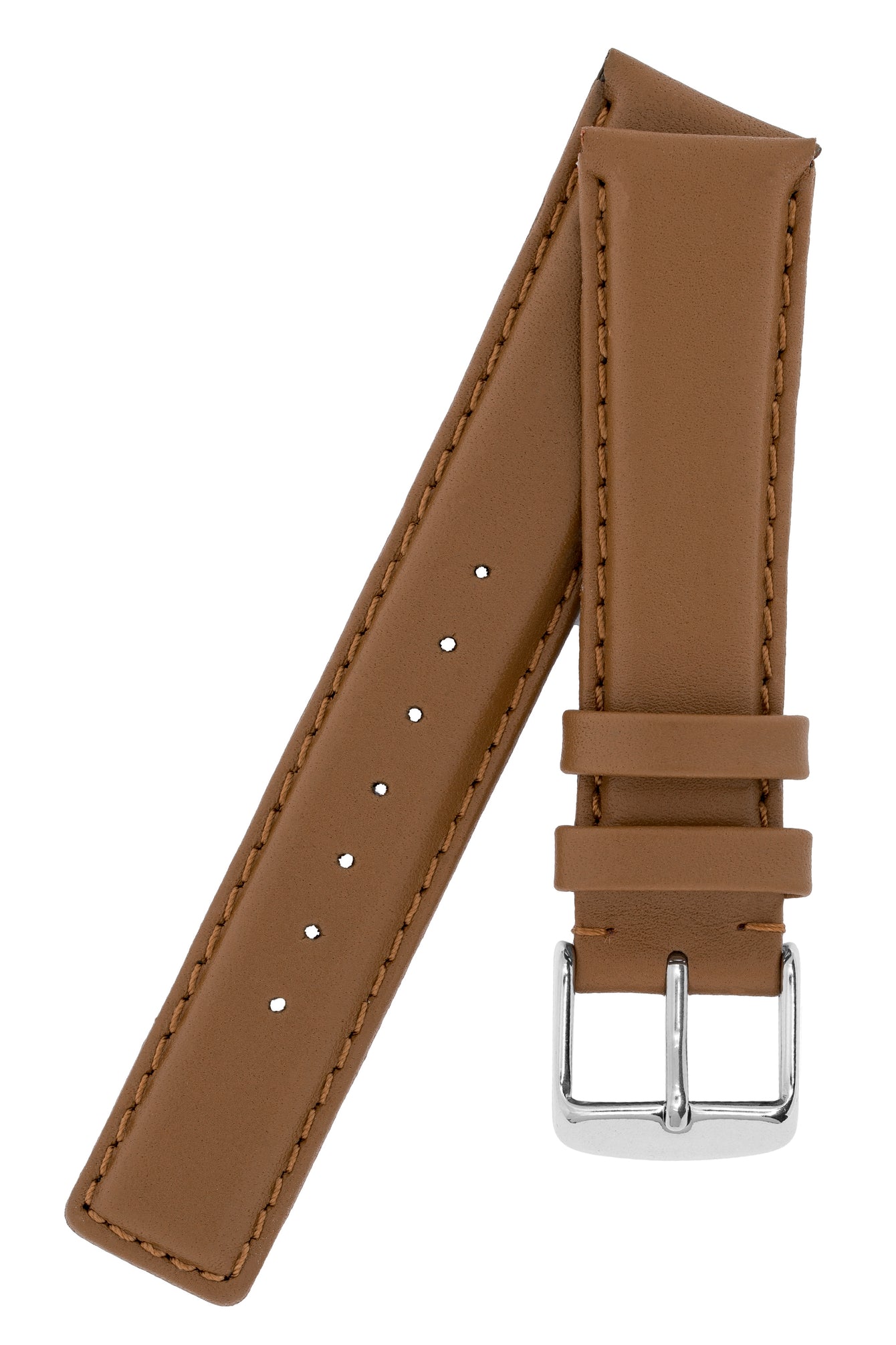 IWC-Style Calf Leather Watch Strap in CARAMEL